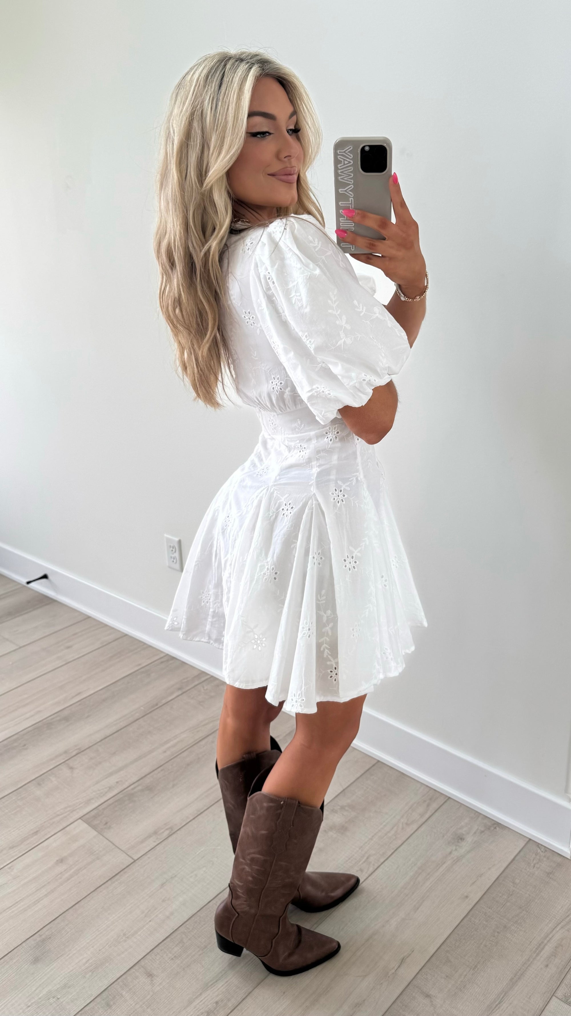 DALIAH EYELET MINI DRESS