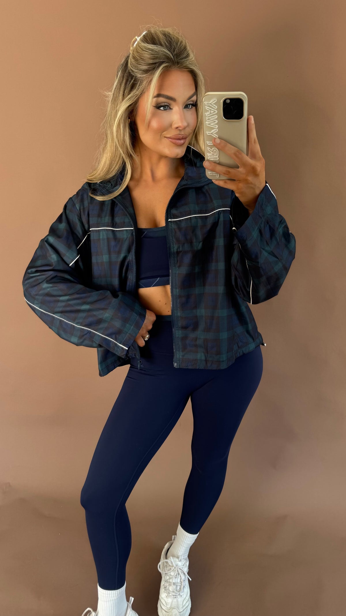 MILLIE PLAID WINDBREAKER NAVY