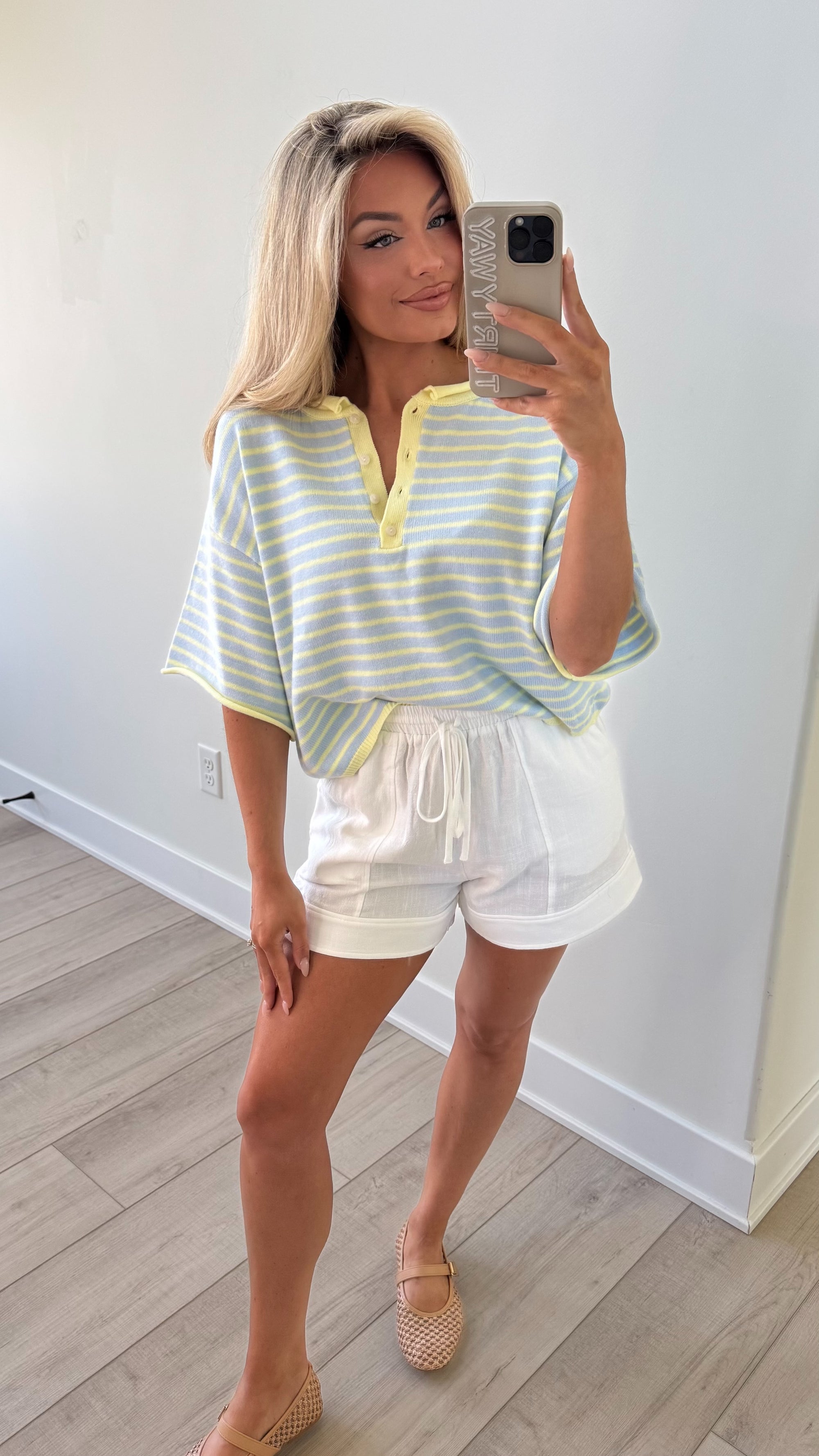 STRIPED HENLEY TOP BLUE/LEMON
