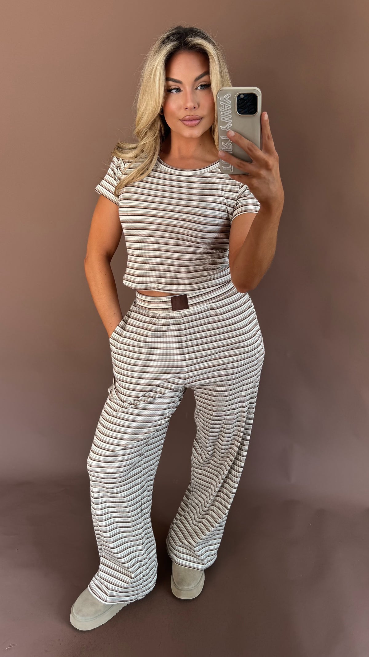 MAPLE HUES STRIPED LOUNGE PANT SET