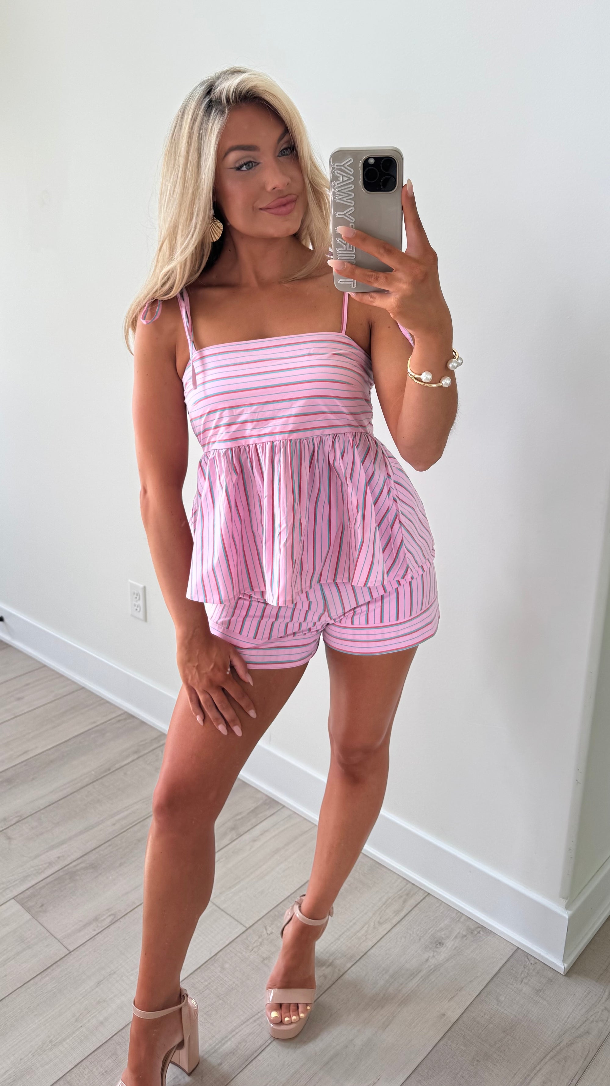 SANTA ROSA PEPLUM TANK PINK