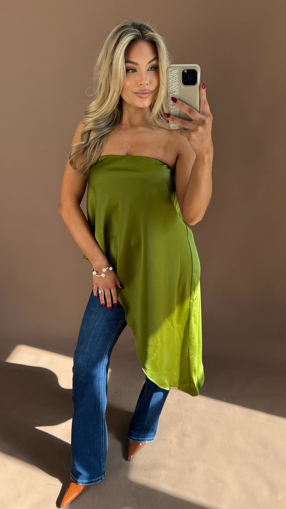 CANDICE STRAPLESS TOP CHARTREUSE