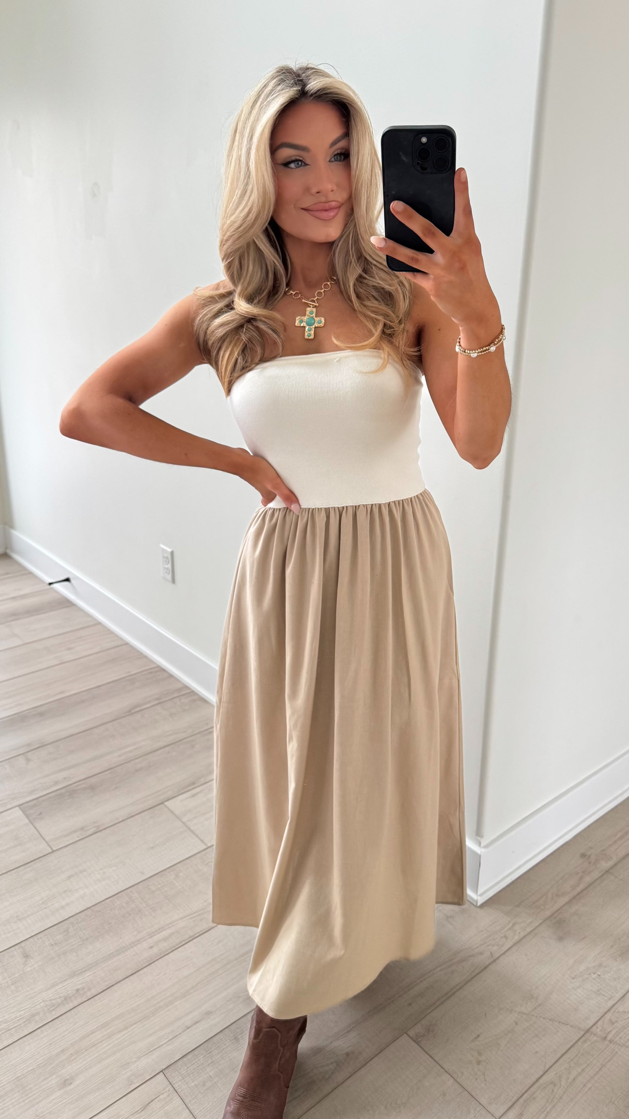 FORT WORTH STRAPLESS MAXI TAN