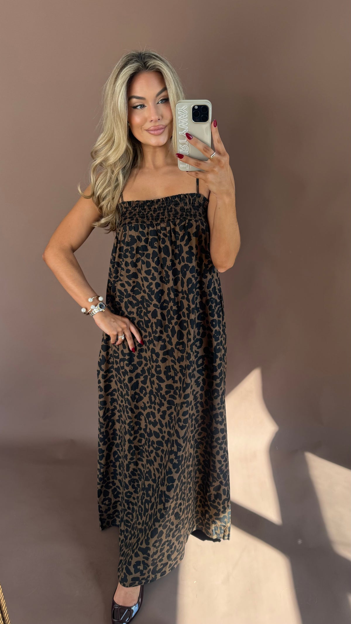 LEOPARD SHIFT MAXI DRESS