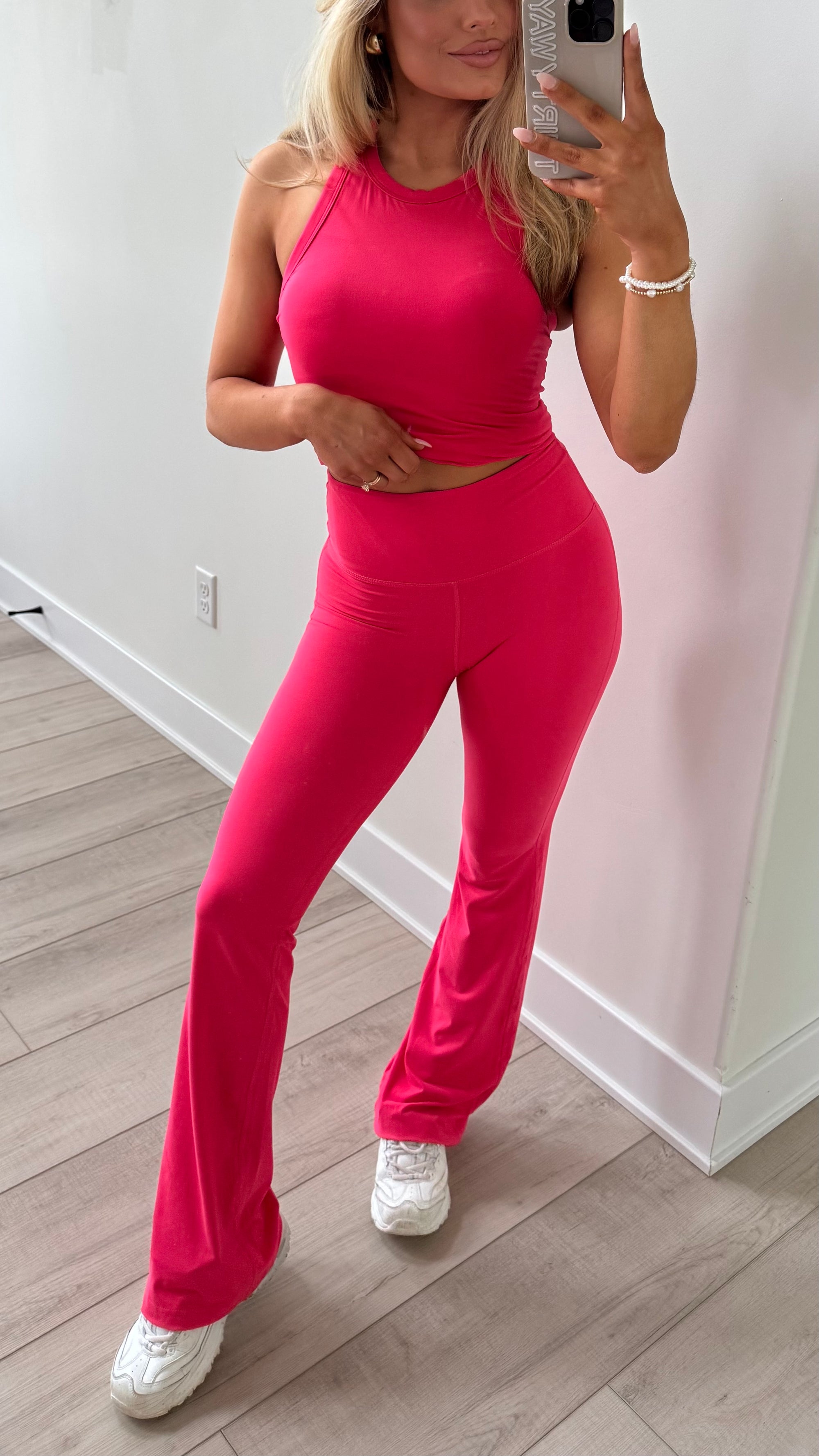BUTTER SOFT HIGH WAISTED FLARE PANT FLAMINGO