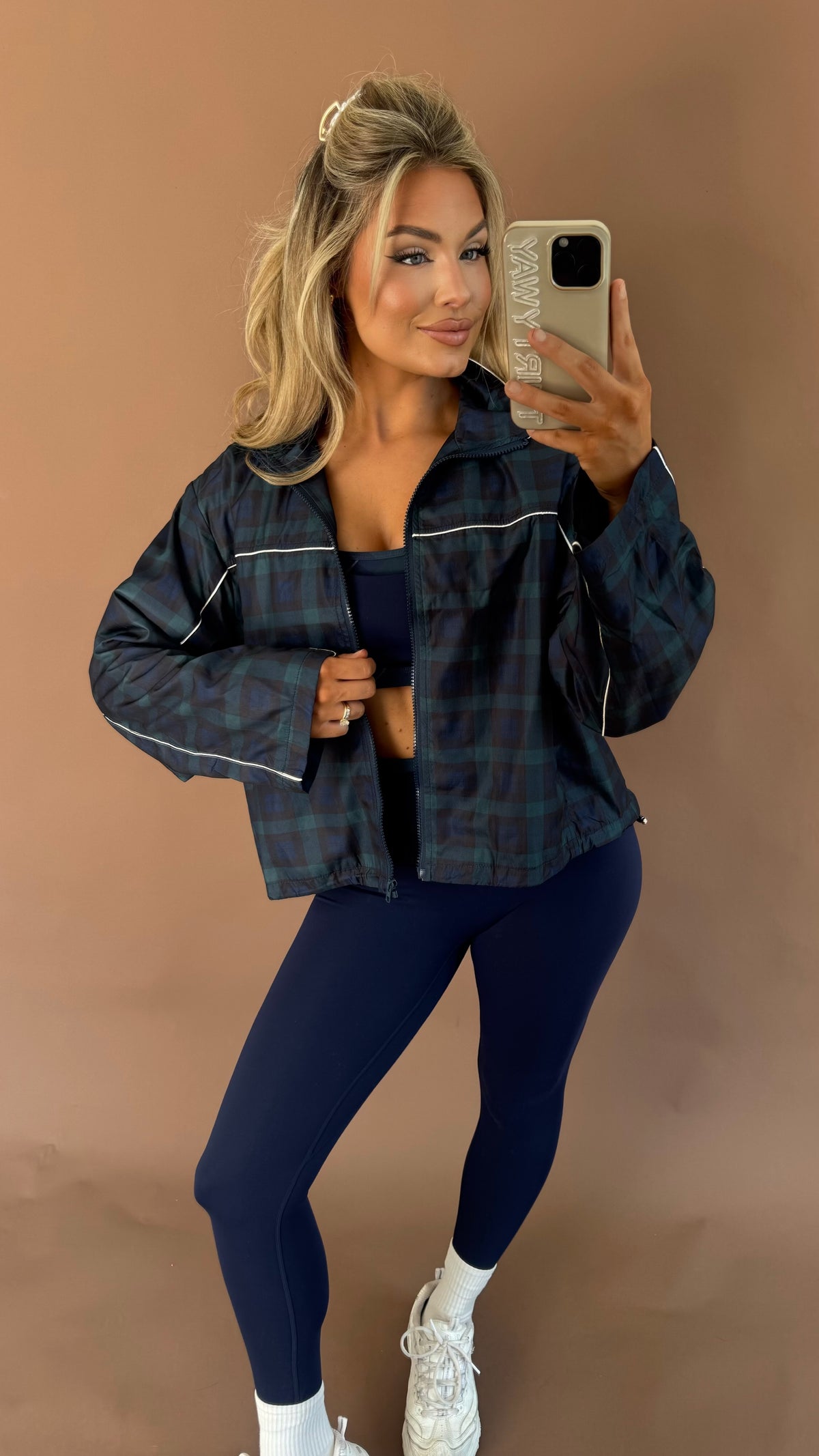 MILLIE PLAID WINDBREAKER NAVY