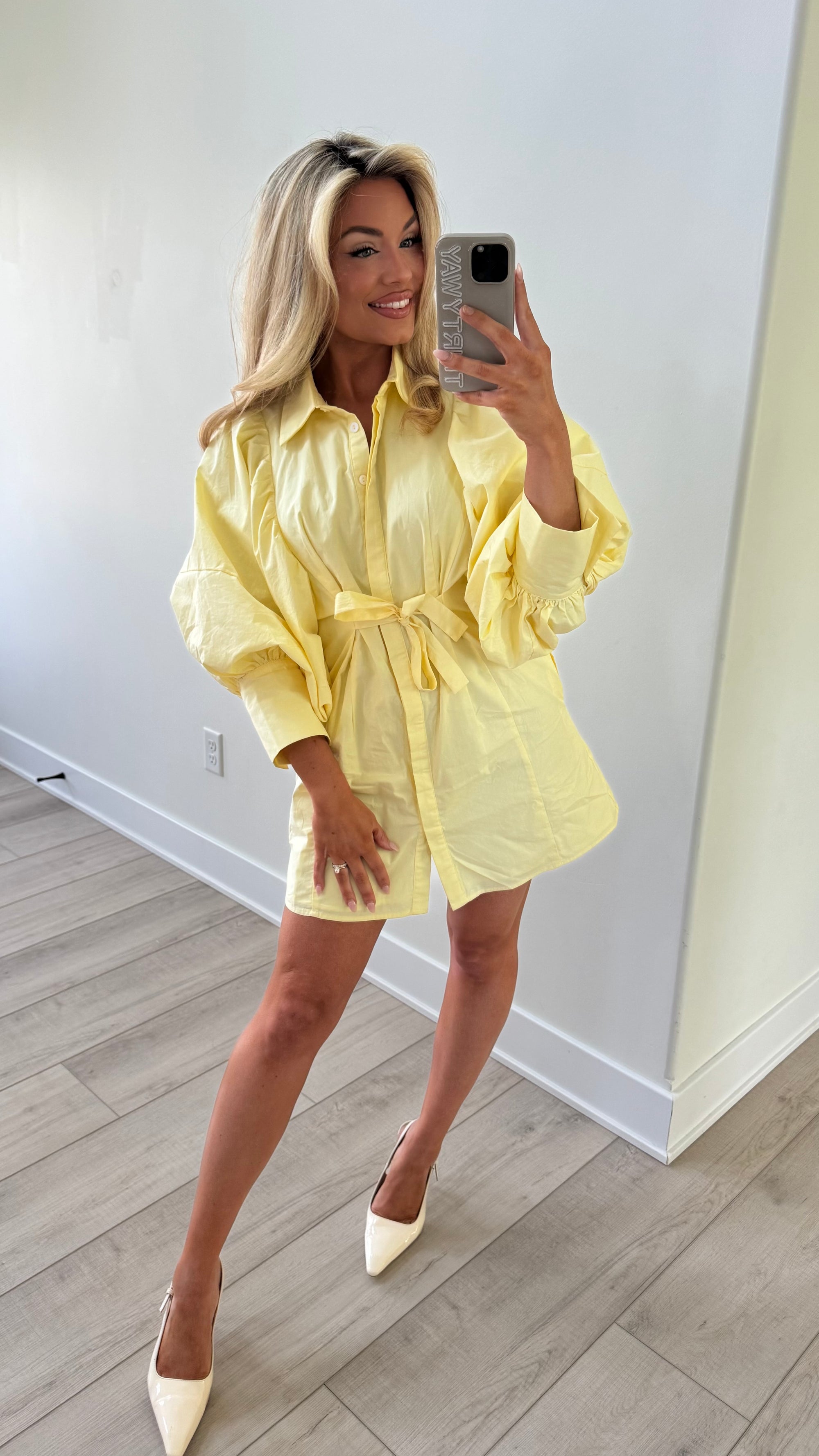 ROSEMARY PUFF SLEEVE DRESS LEMON