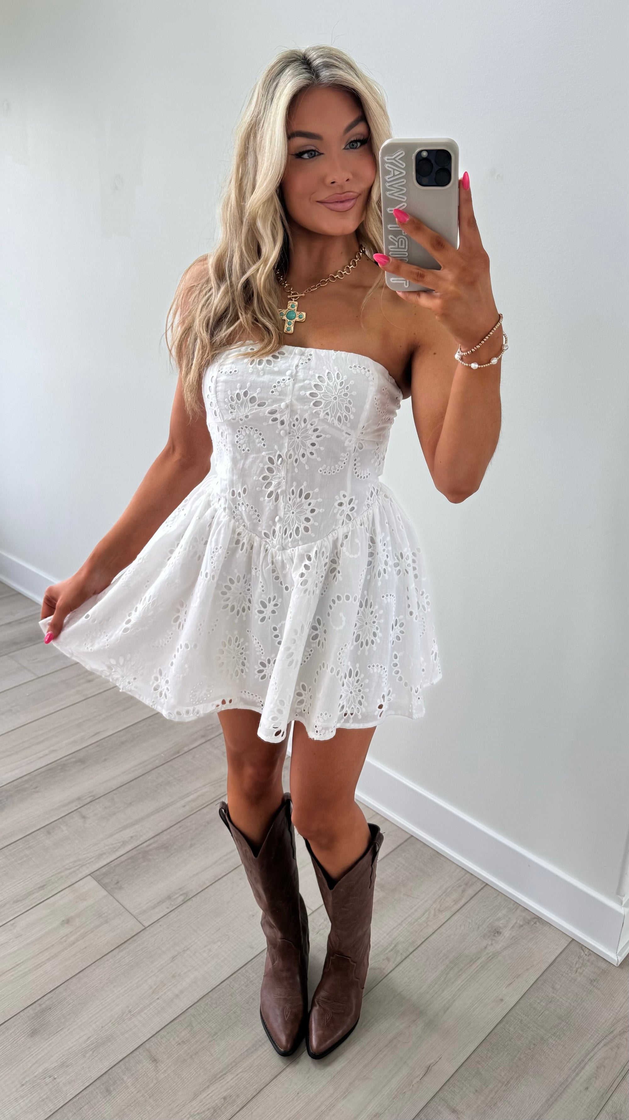 DAKOTA EYELET MINI DRESS