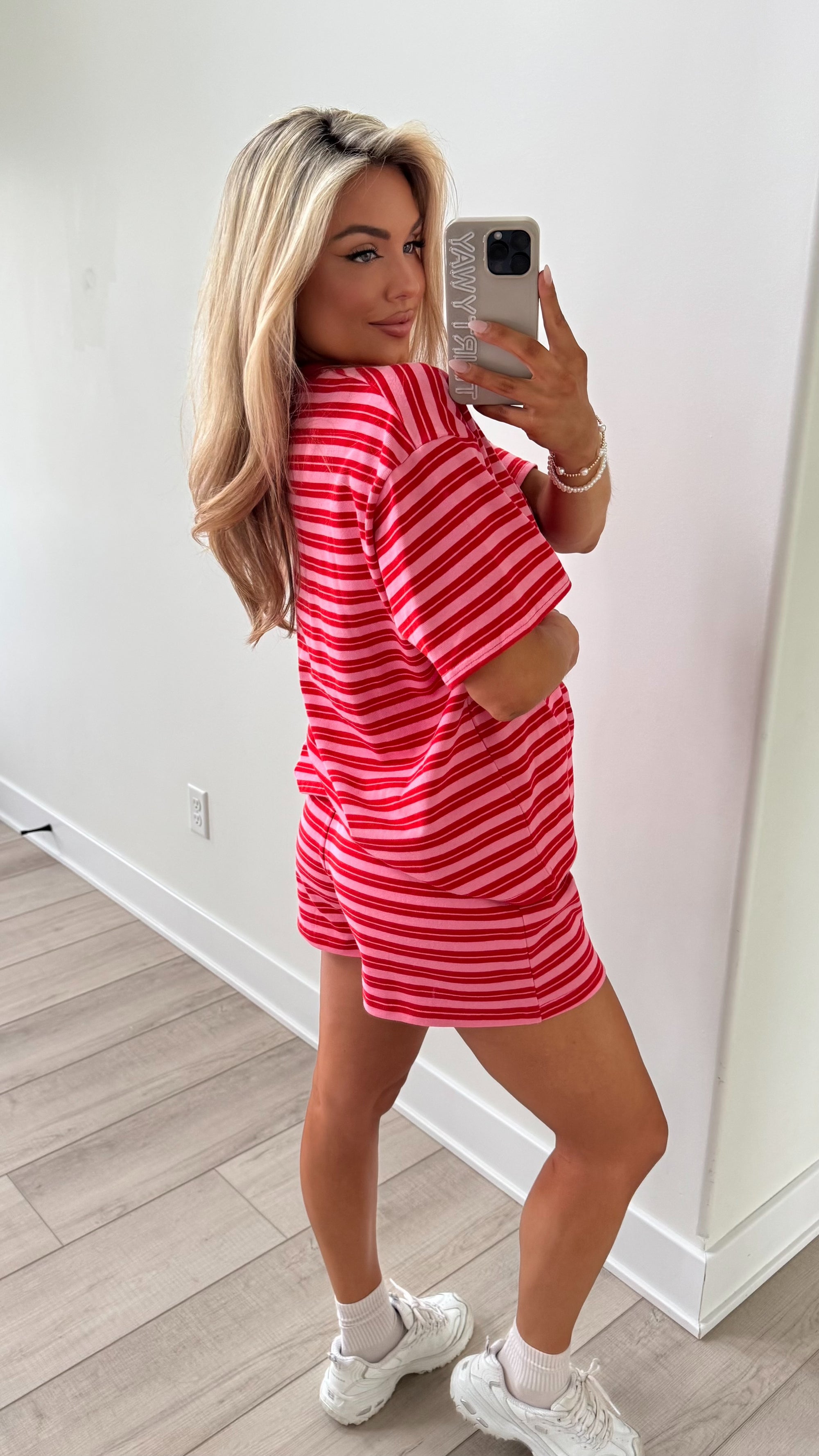 BERRY BLISS STRIPED OVERSIZED TEE
