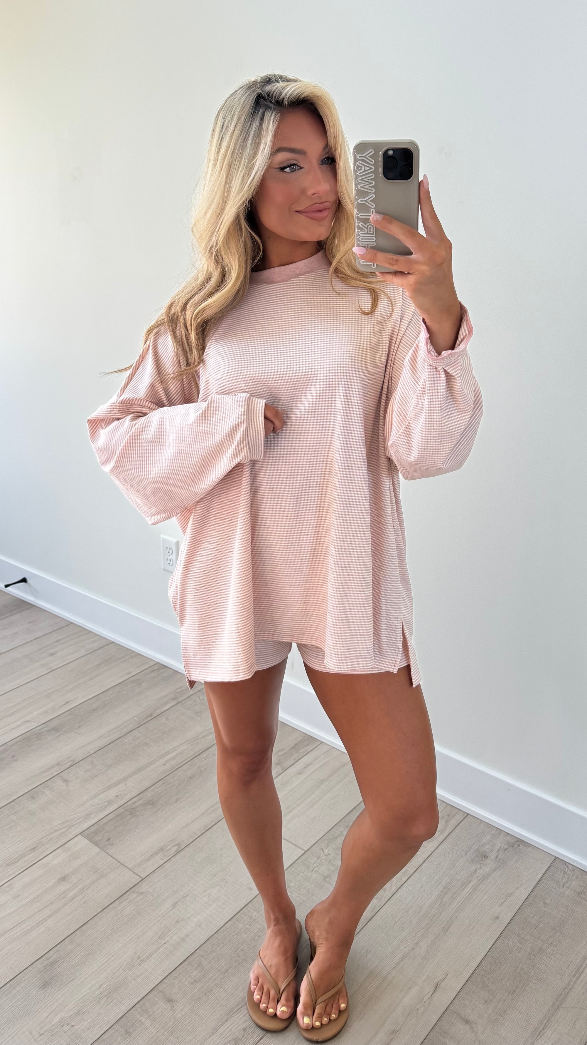 LAKESIDE OVERSIZED STRIPED TOP PINK