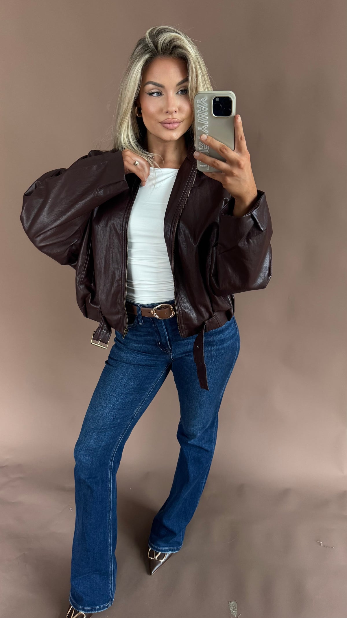 HAILEY FAUX LEATHER JACKET DEEP BURGUNDY