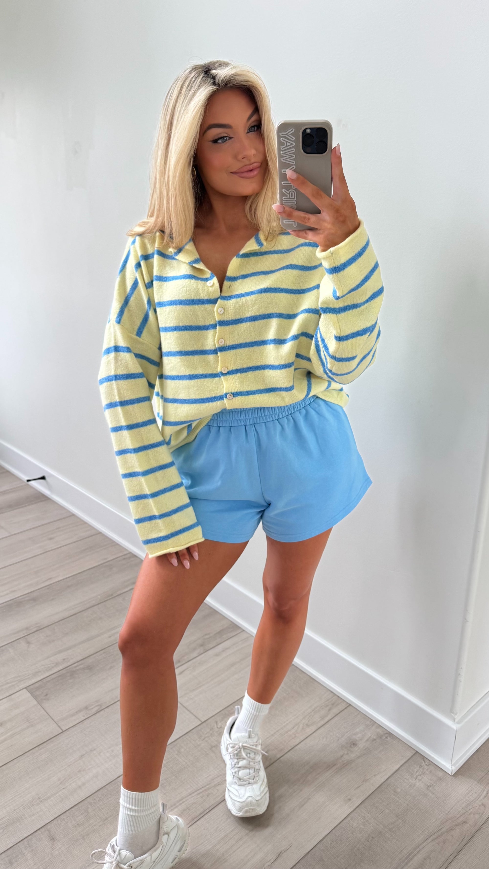 EAST COAST CARDIGAN LEMON/BLUE STRIPE