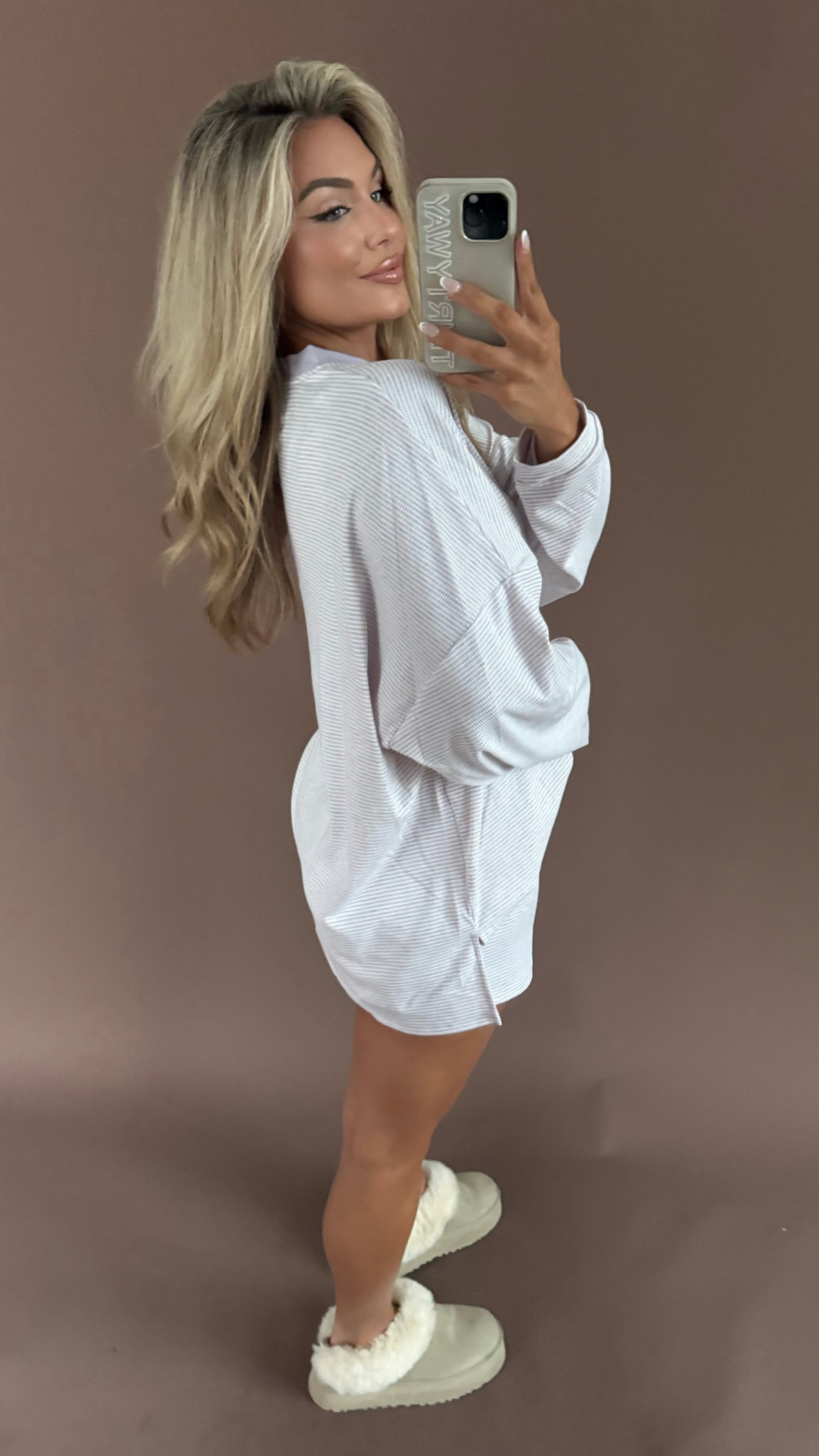 LAKESIDE OVERSIZED STRIPED TOP LAVENDER