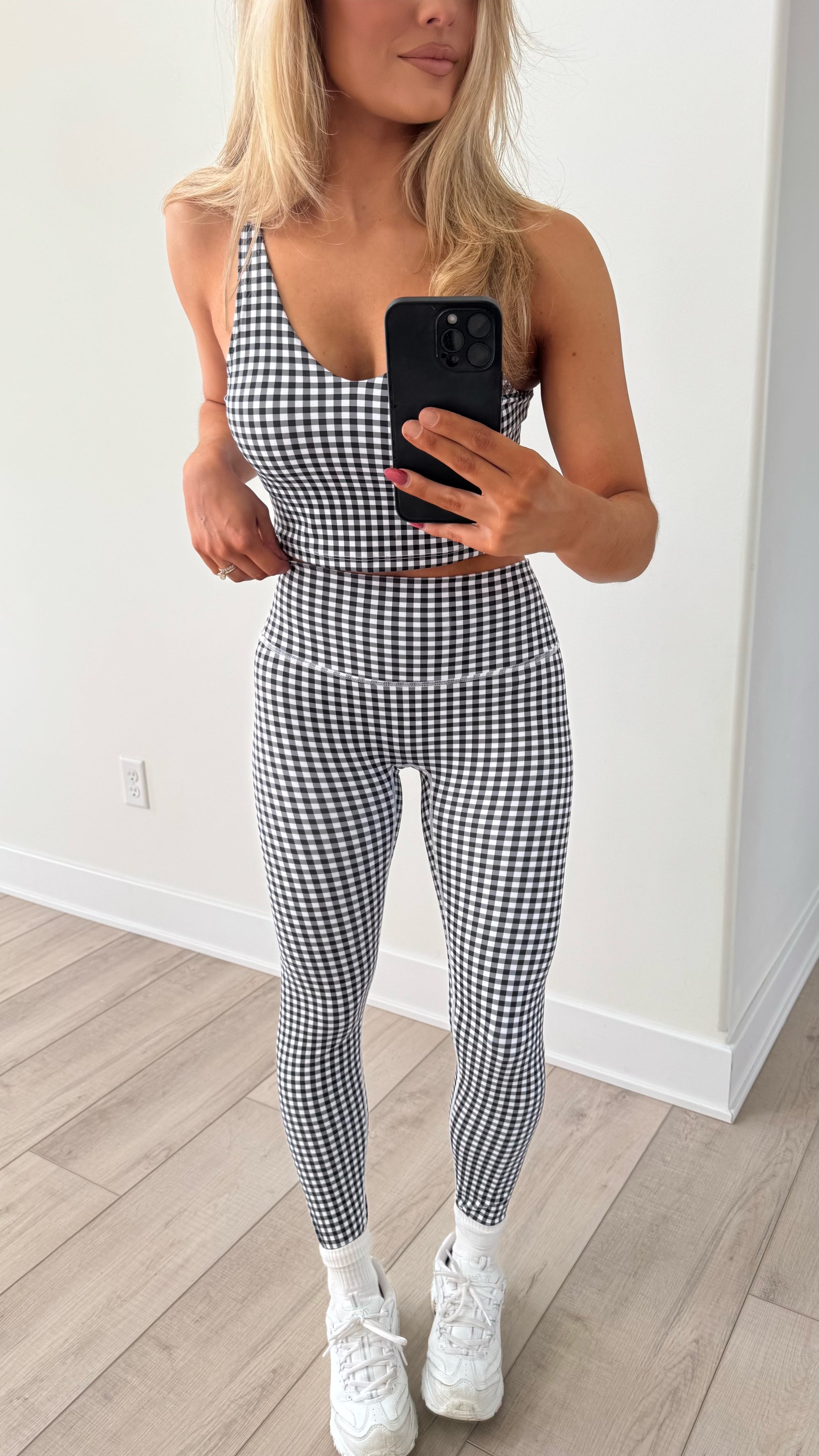 GINGHAM ALIGNED BRA TOP