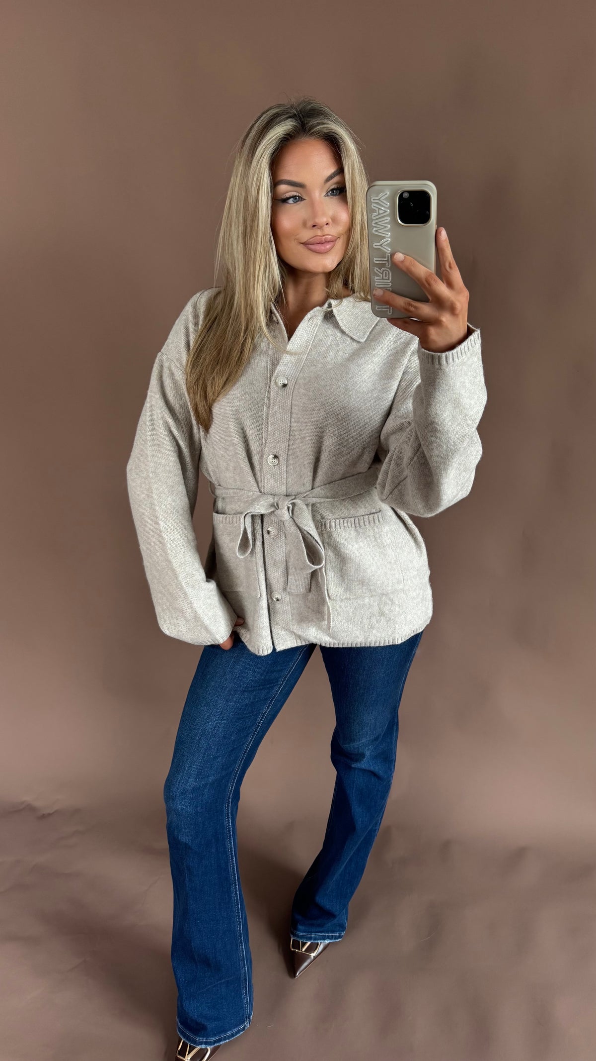 CAPPUCCINO OATMEAL WRAP CARDIGAN