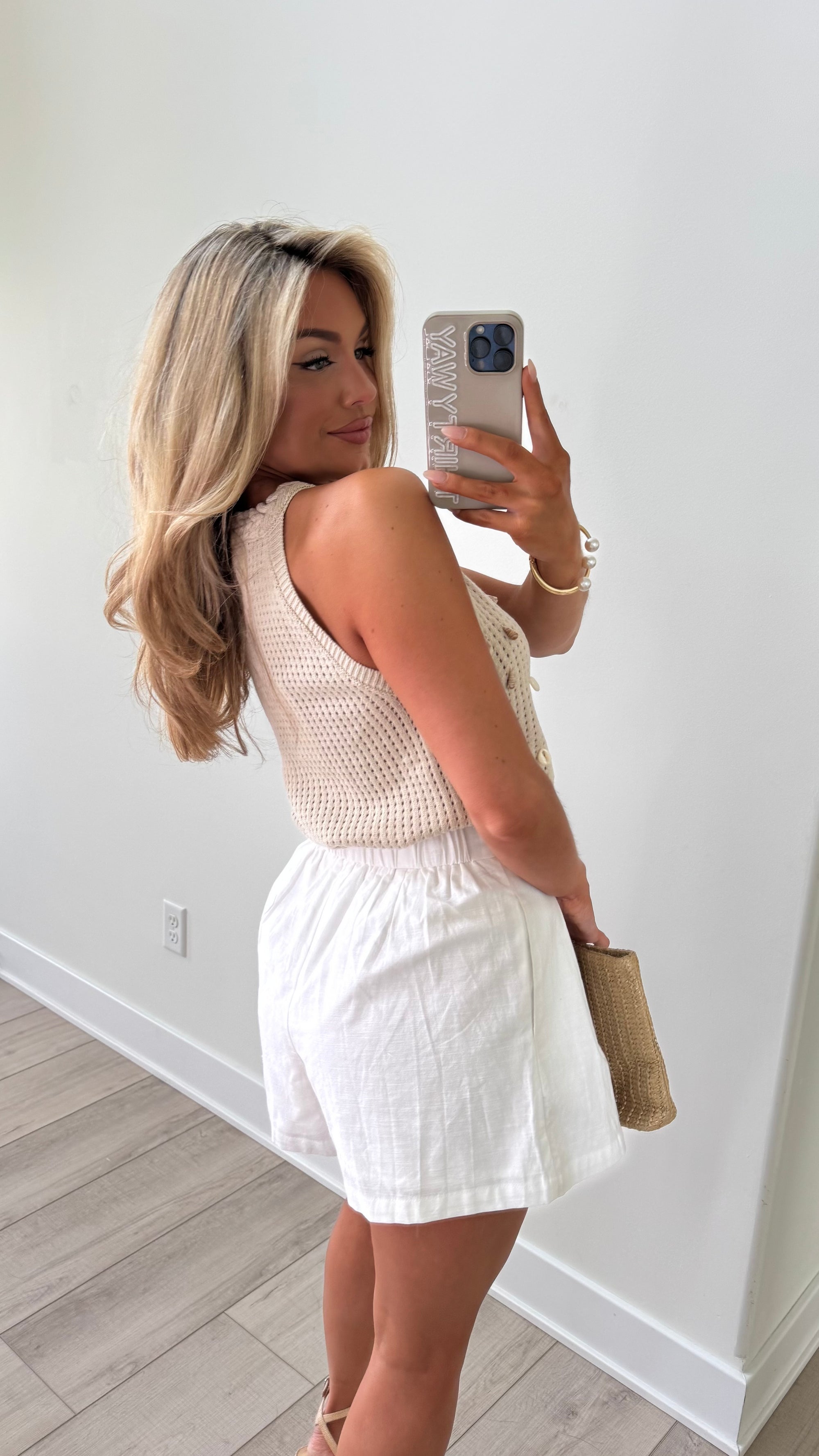 SHELL KNIT HALTER TOP