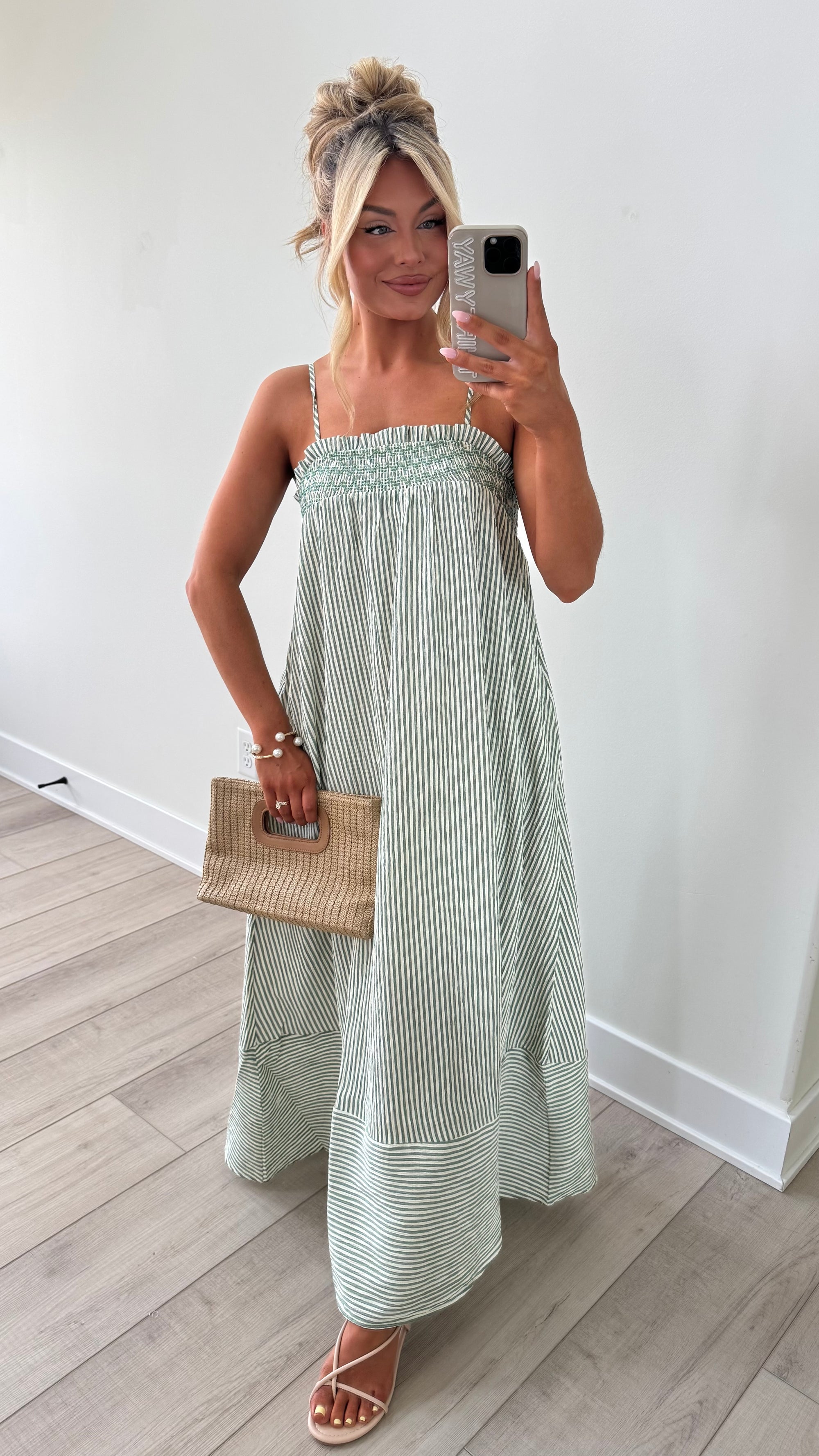DRIFTWOOD STRIPED MAXI DRESS Green