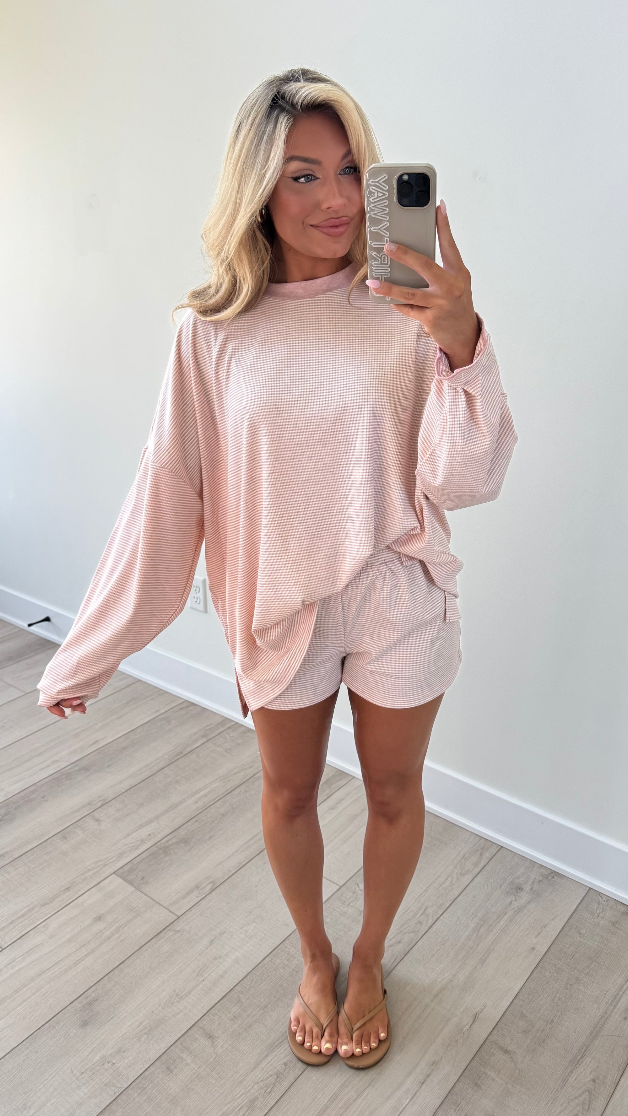 LAKESIDE OVERSIZED STRIPED TOP PINK