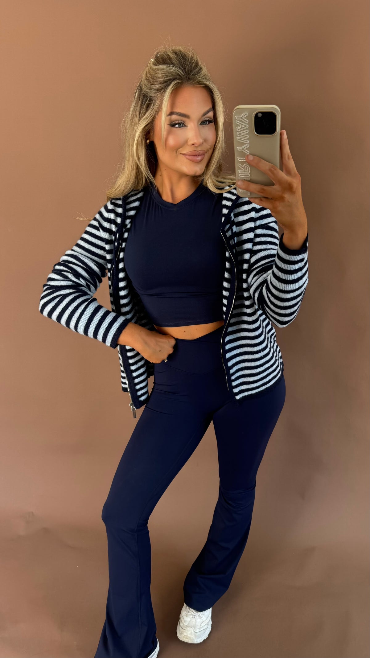 COLD BREW STRIPED ZIP UP NAVY
