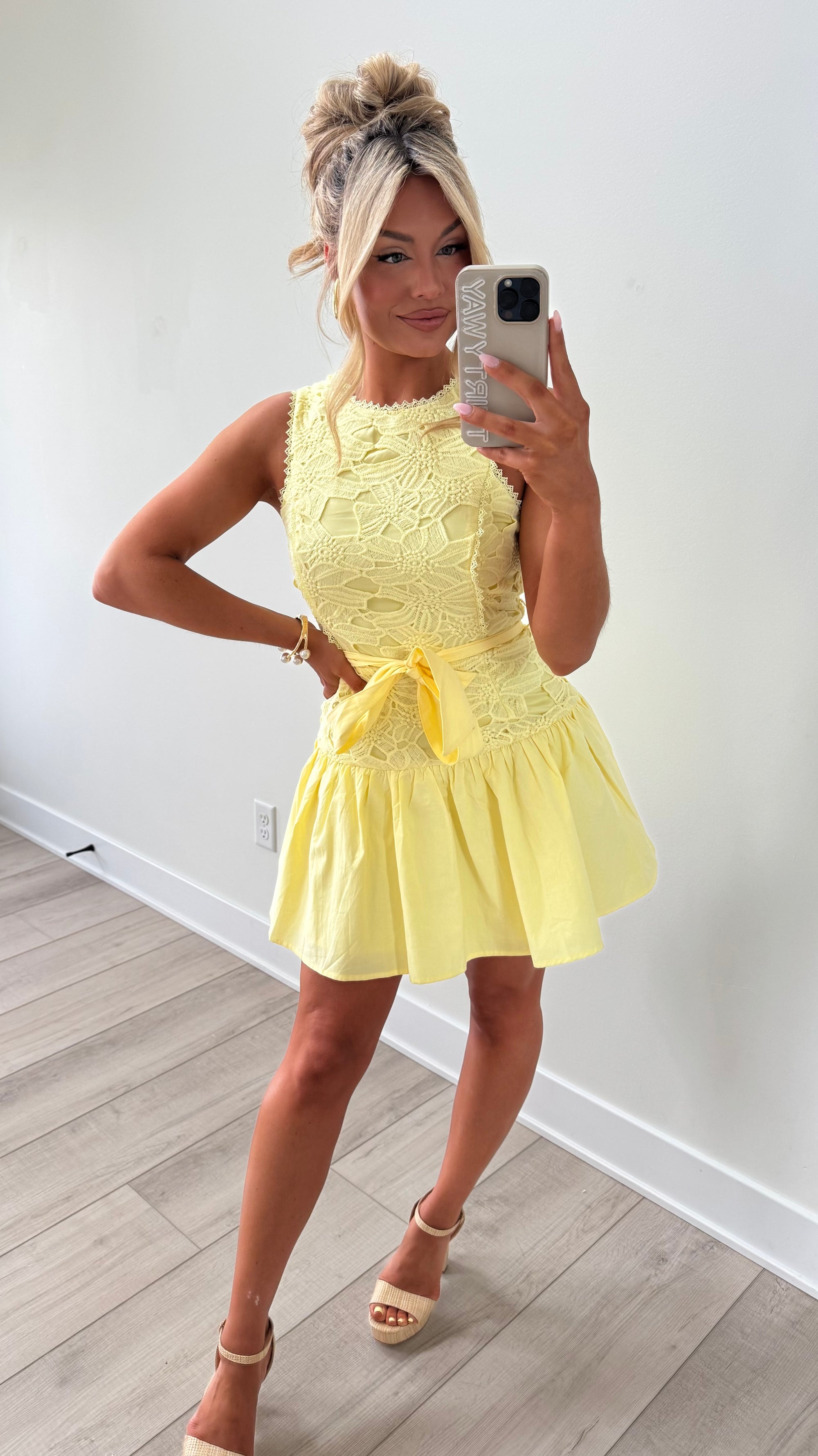 PALM BAY CROCHET FLORAL MINI DRESS