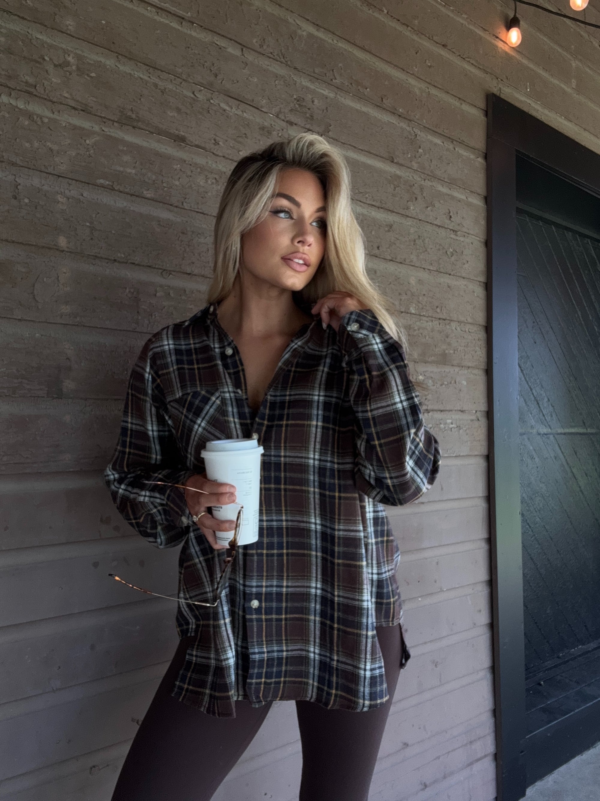 CABELLA OVERSIZED PLAID FLANNEL BROWN