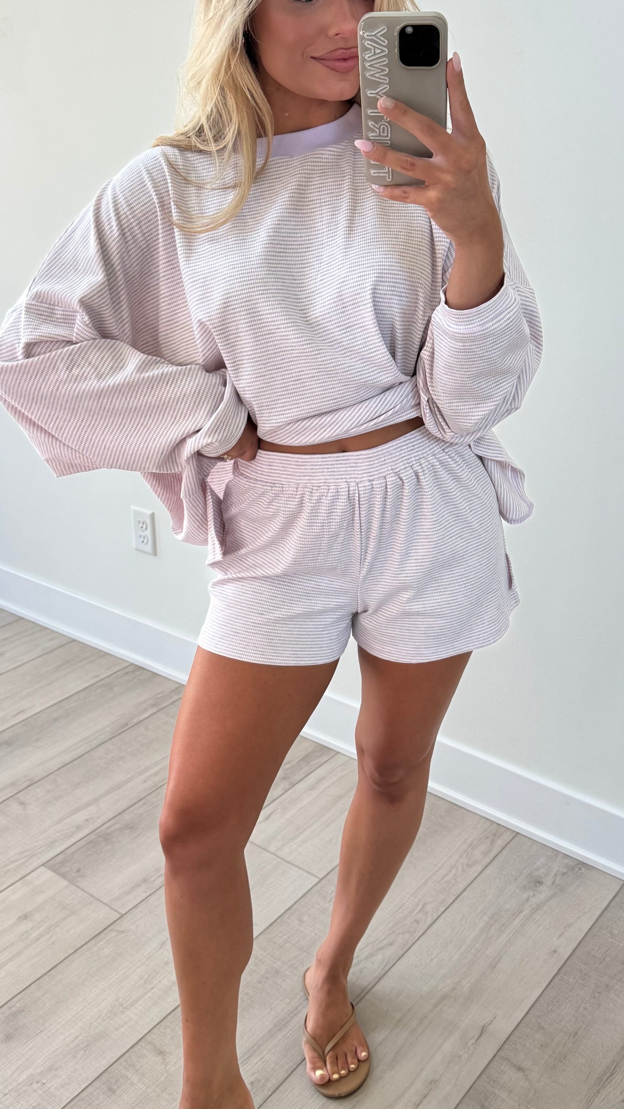 LAKESIDE RIBBED LOUNGE SHORTS LAVENDER