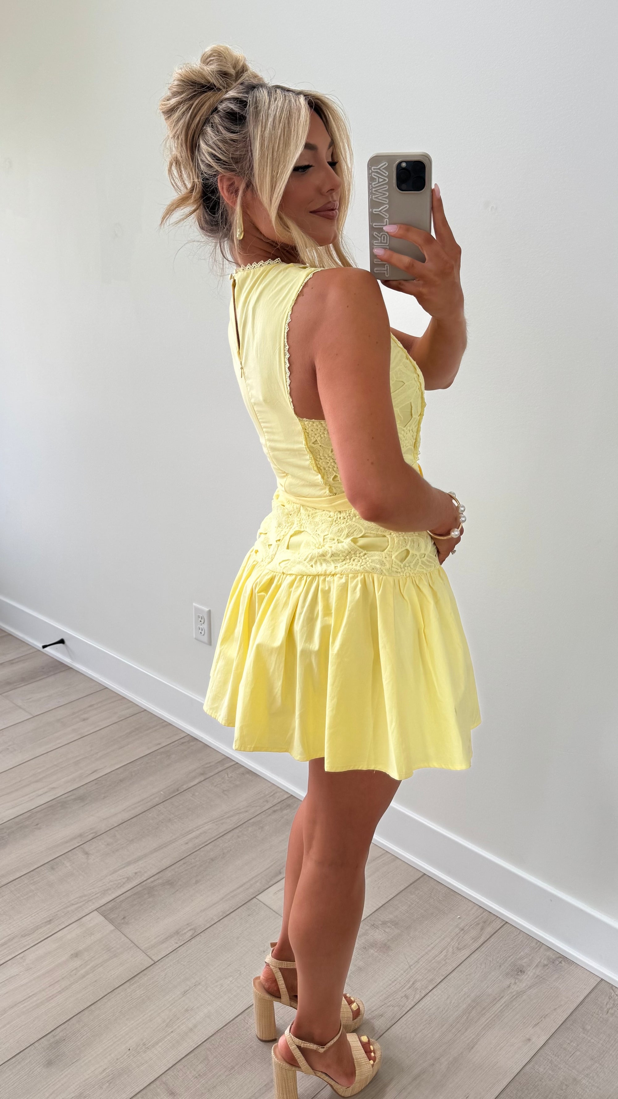 PALM BAY CROCHET FLORAL MINI DRESS