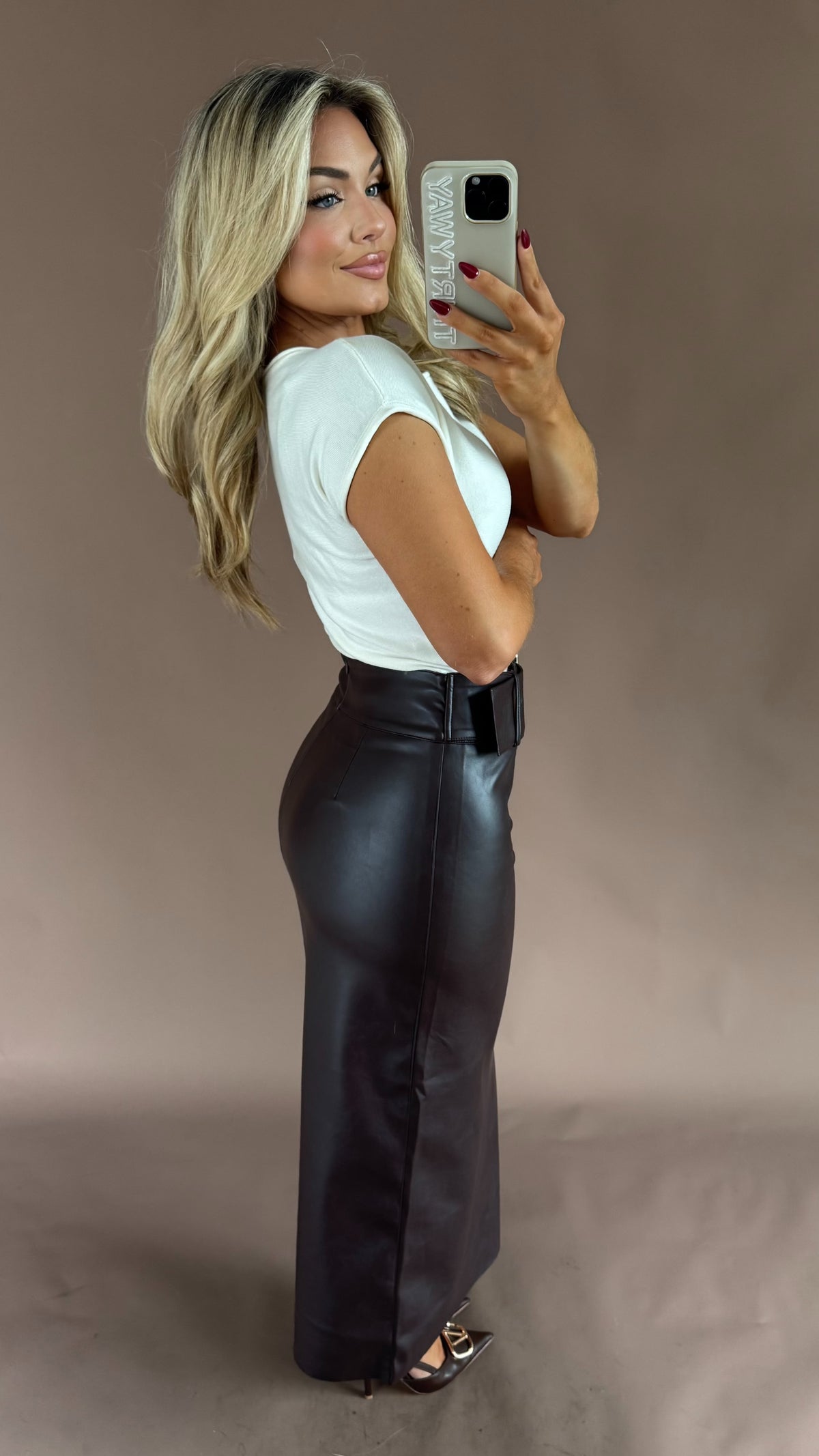 ALIX BUCKLE WAIST PENCIL SKIRT