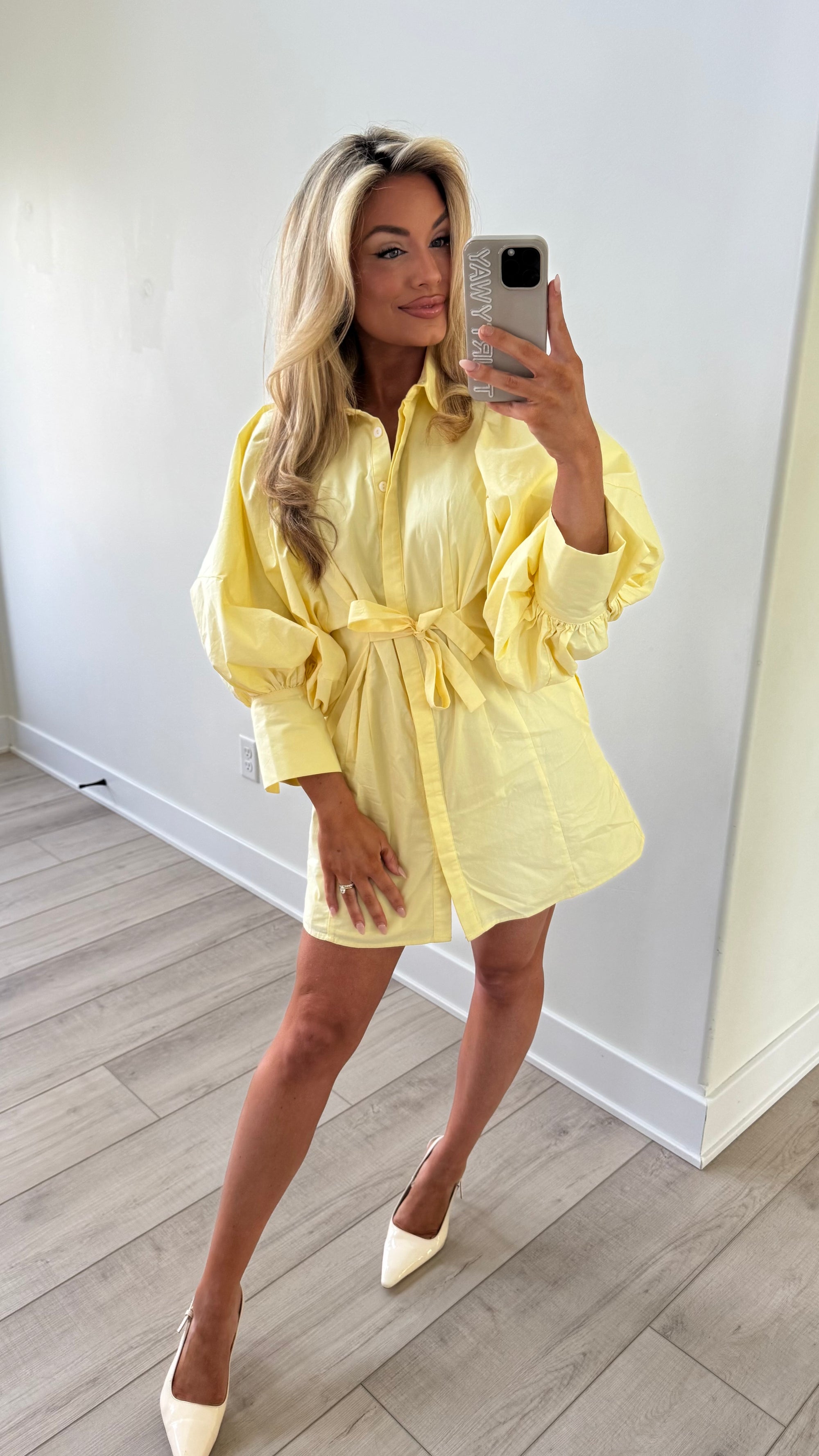ROSEMARY PUFF SLEEVE DRESS LEMON