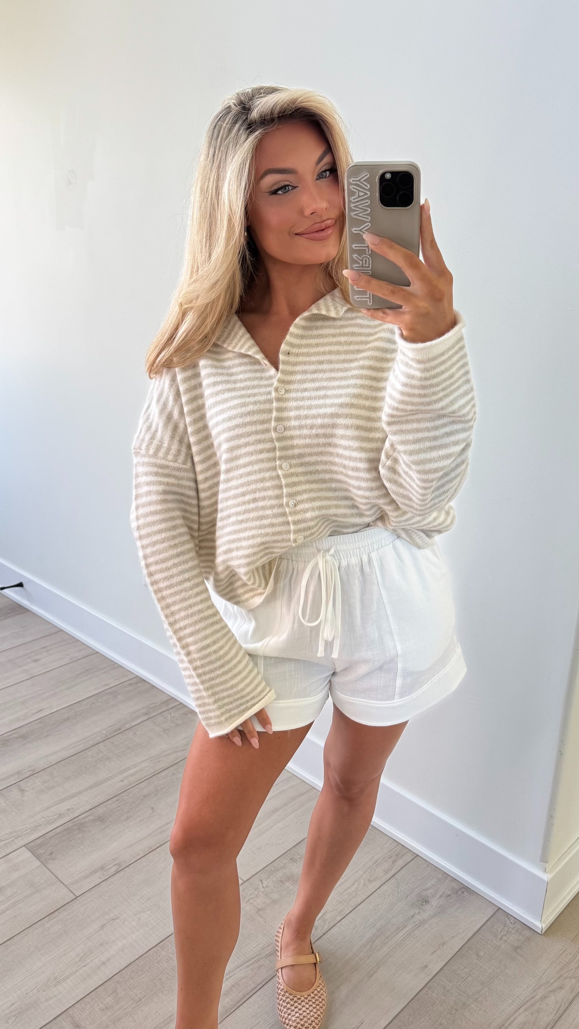 EAST COAST CARDIGAN CREAM/TAUPE