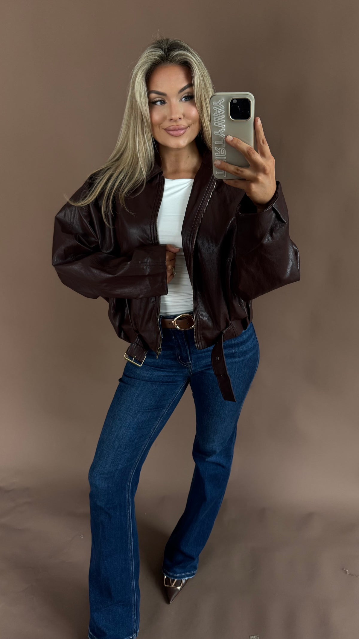 HAILEY FAUX LEATHER JACKET DEEP BURGUNDY