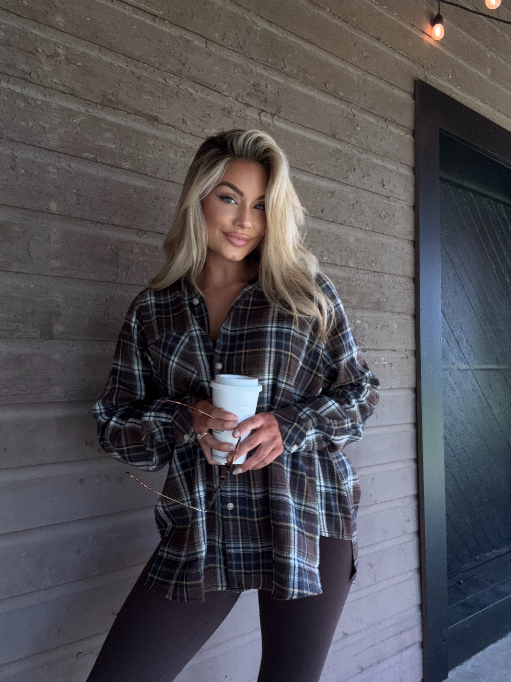 CABELLA OVERSIZED PLAID FLANNEL BROWN