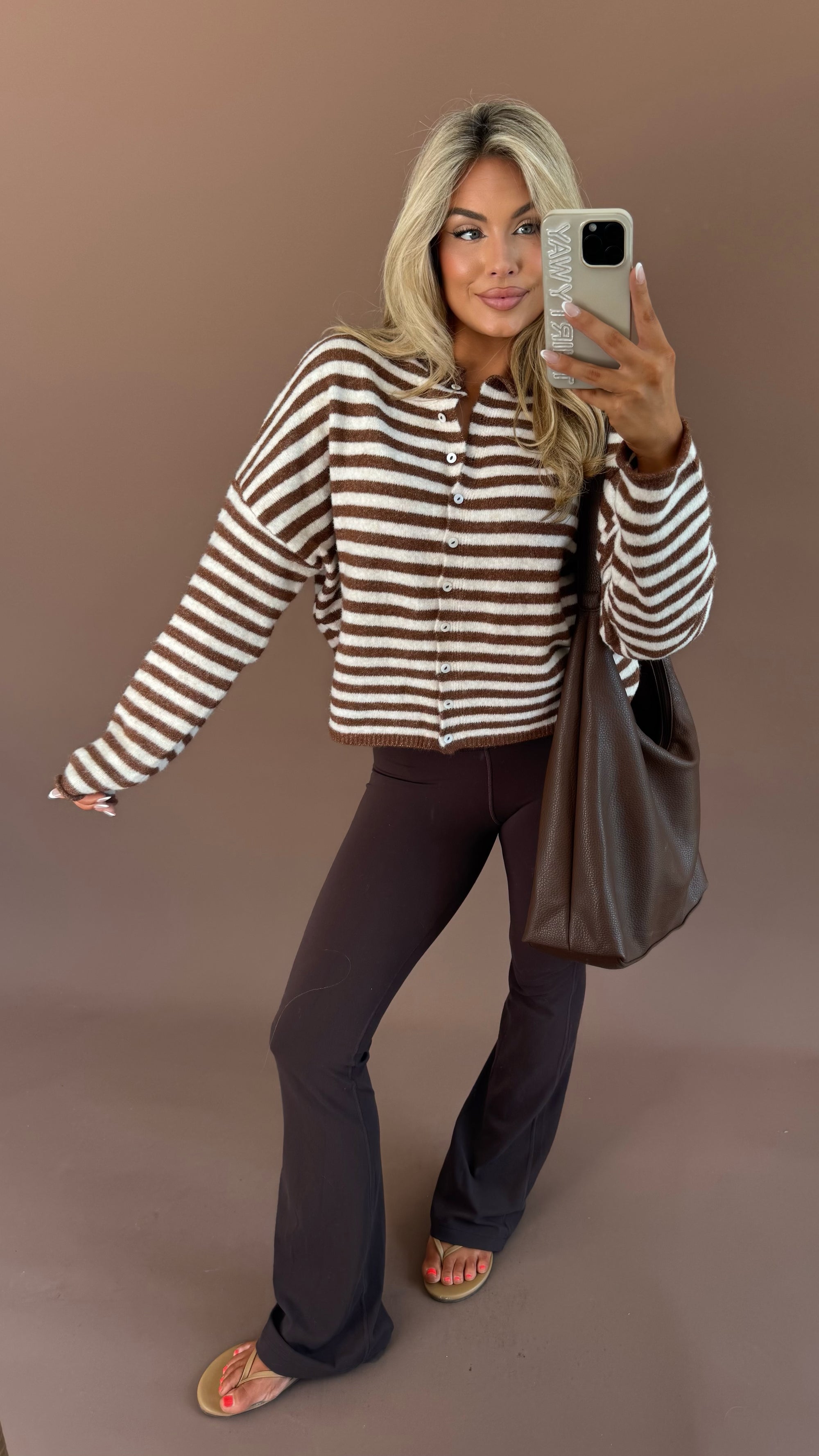 EAST COAST CARDIGAN BROWN STRIPE