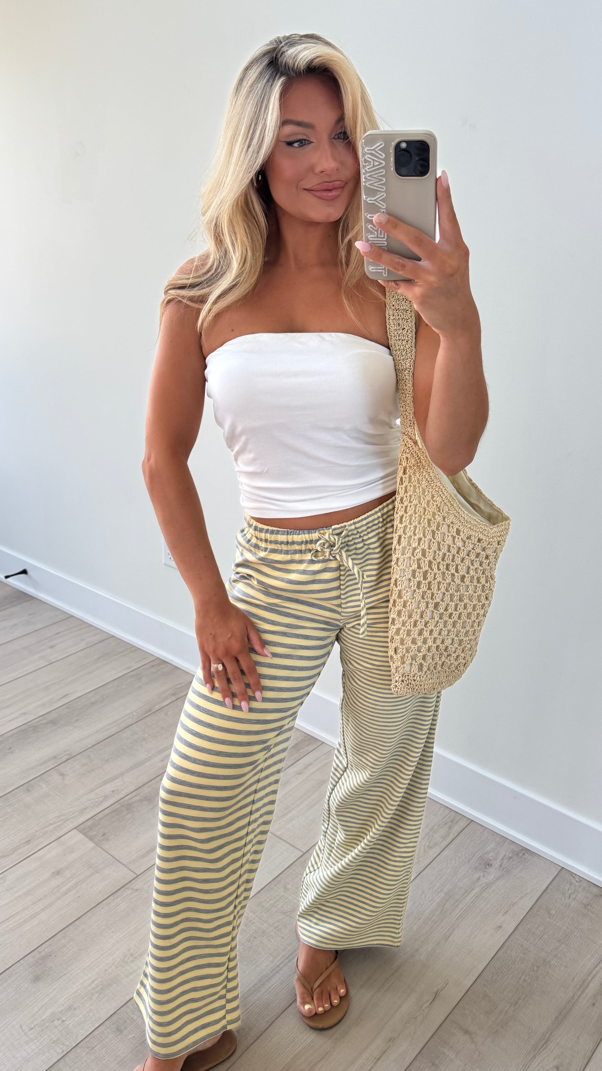 LOW-RISE STRIPED LOUNGE PANT BUTTER