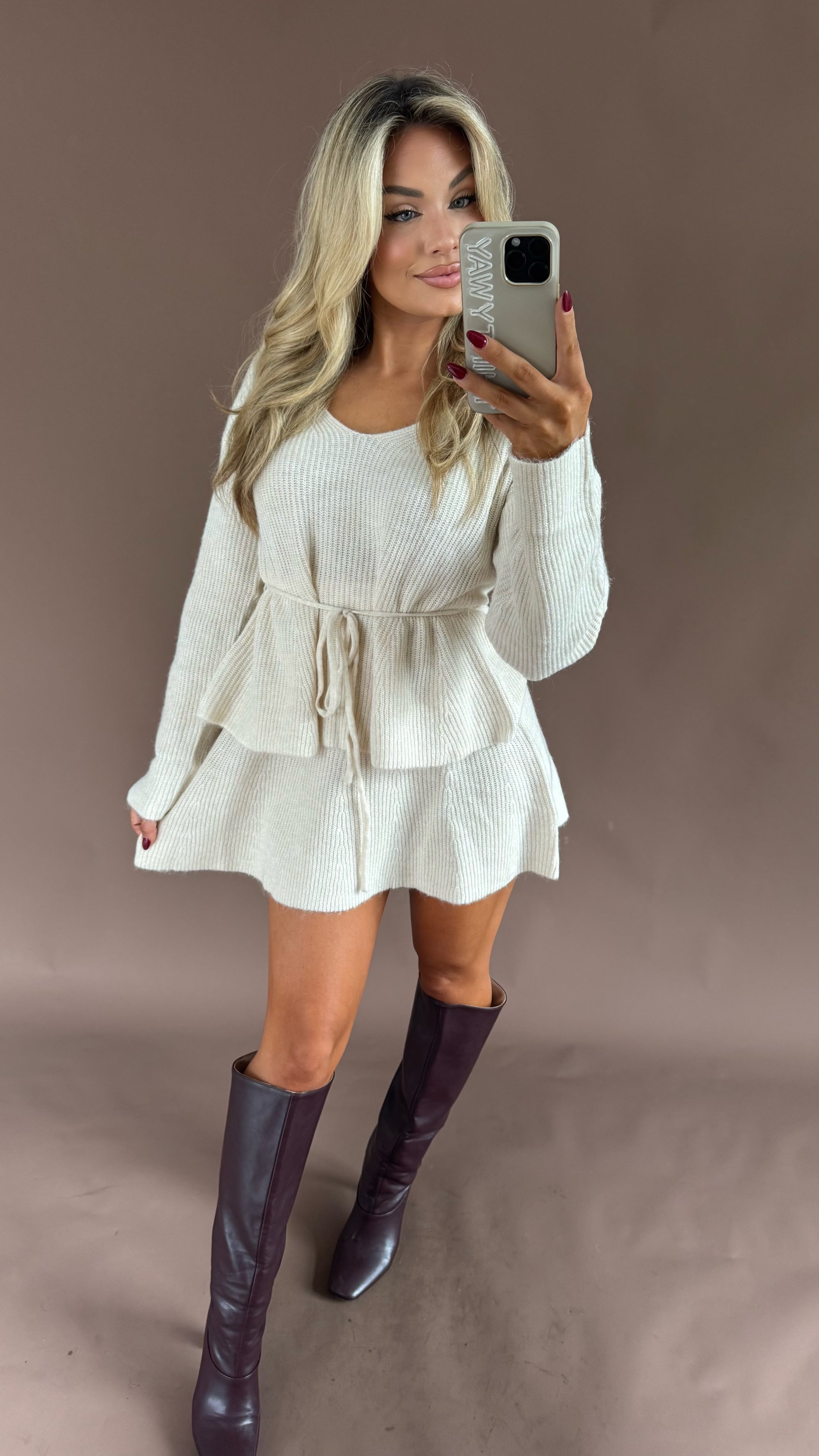SLOANE TIE-WAIST SWEATER CREAM