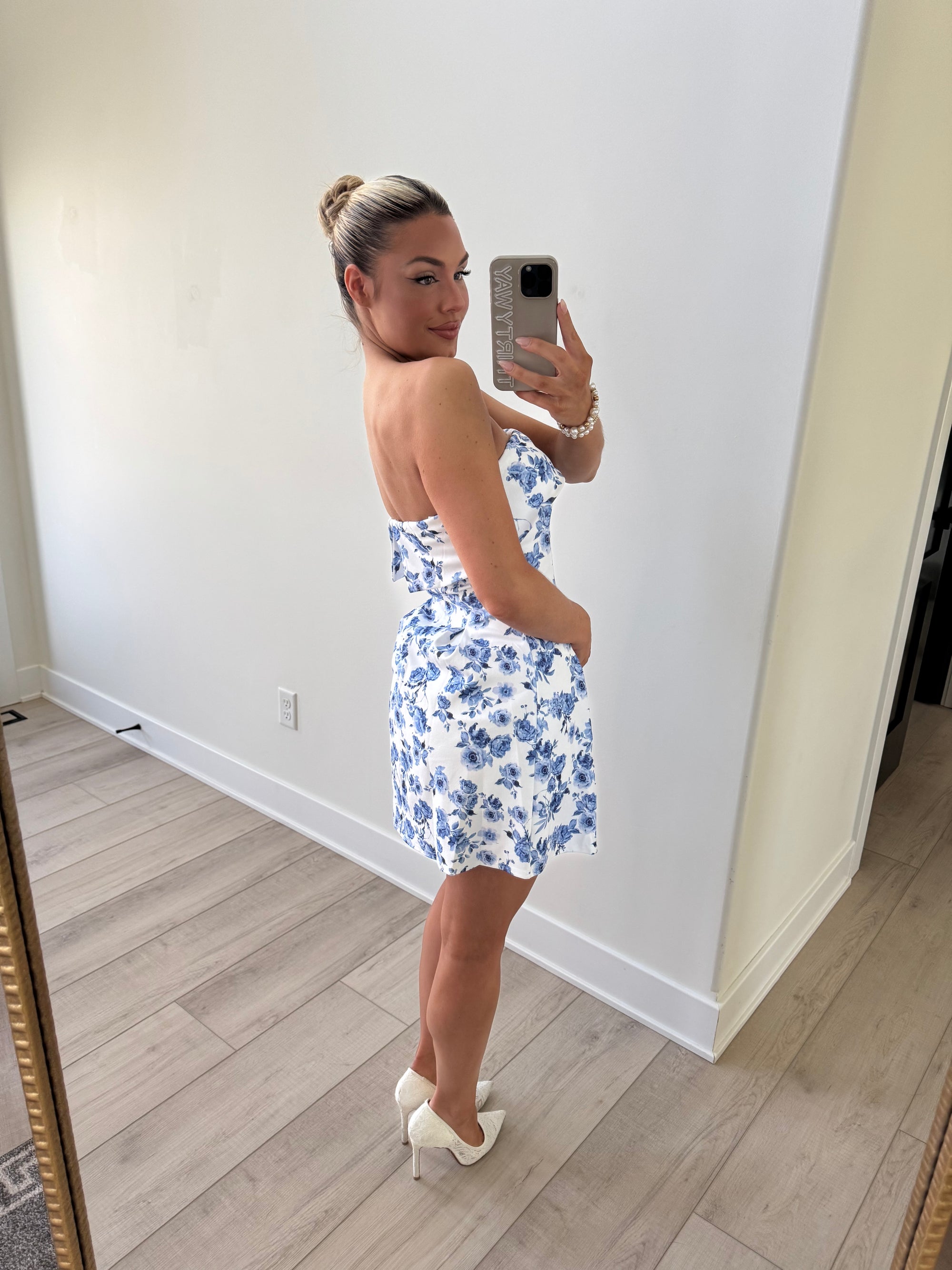 KEEPSAKE BLUE FLORAL MINI DRESS