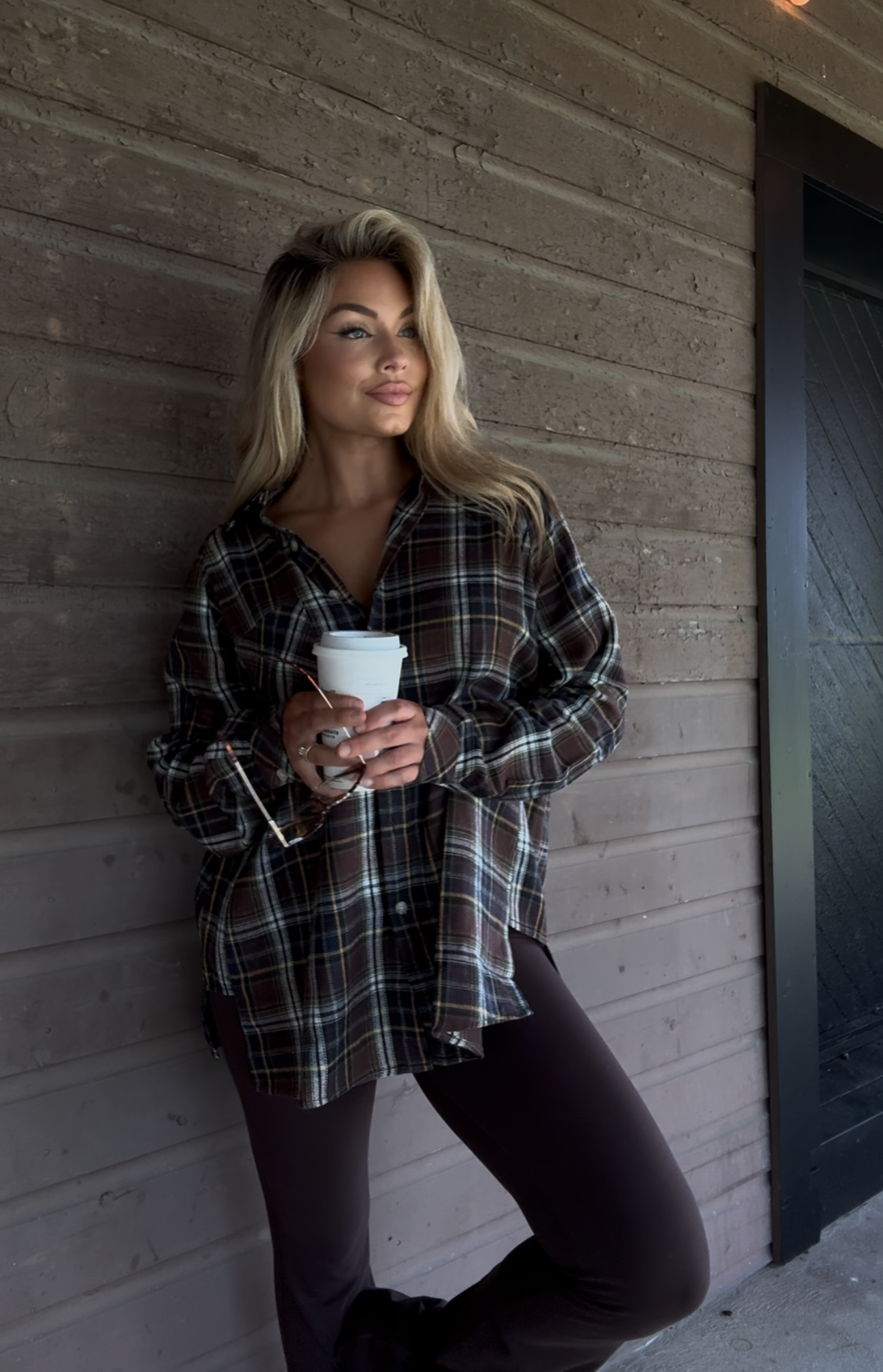 CABELLA OVERSIZED PLAID FLANNEL BROWN