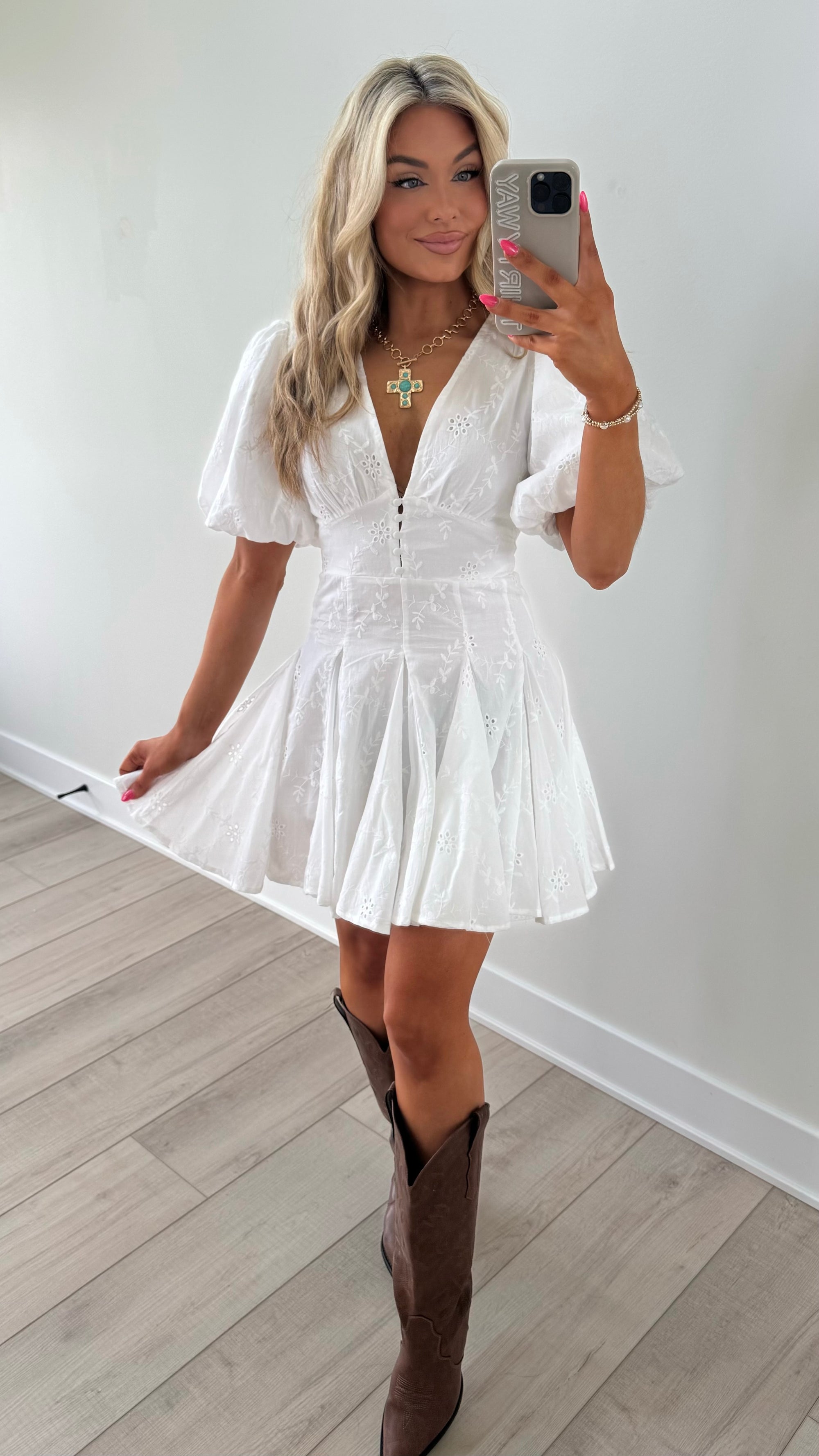 DALIAH EYELET MINI DRESS