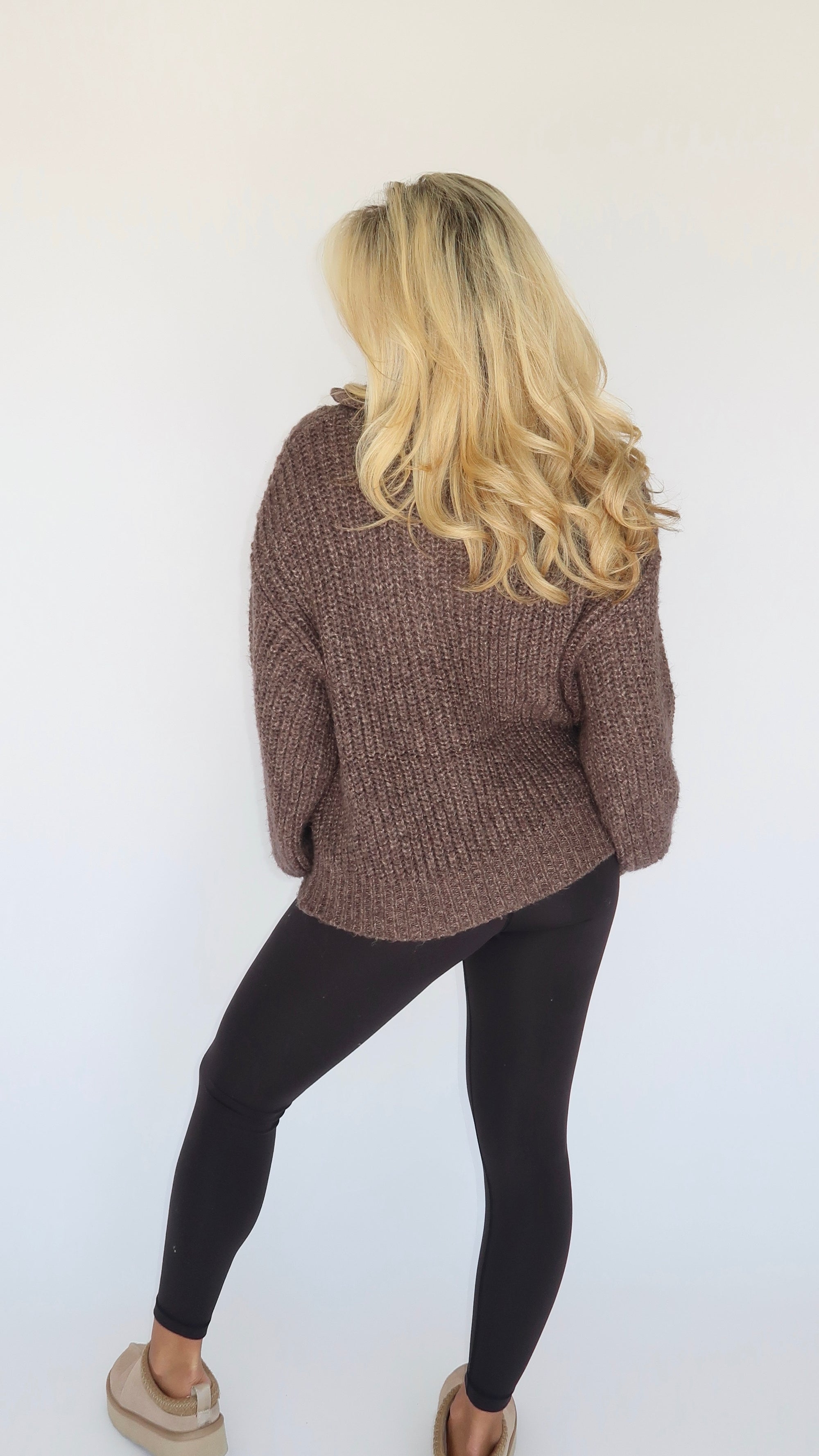 ASPEN HALF ZIP SWEATER HEATHER MOCHA