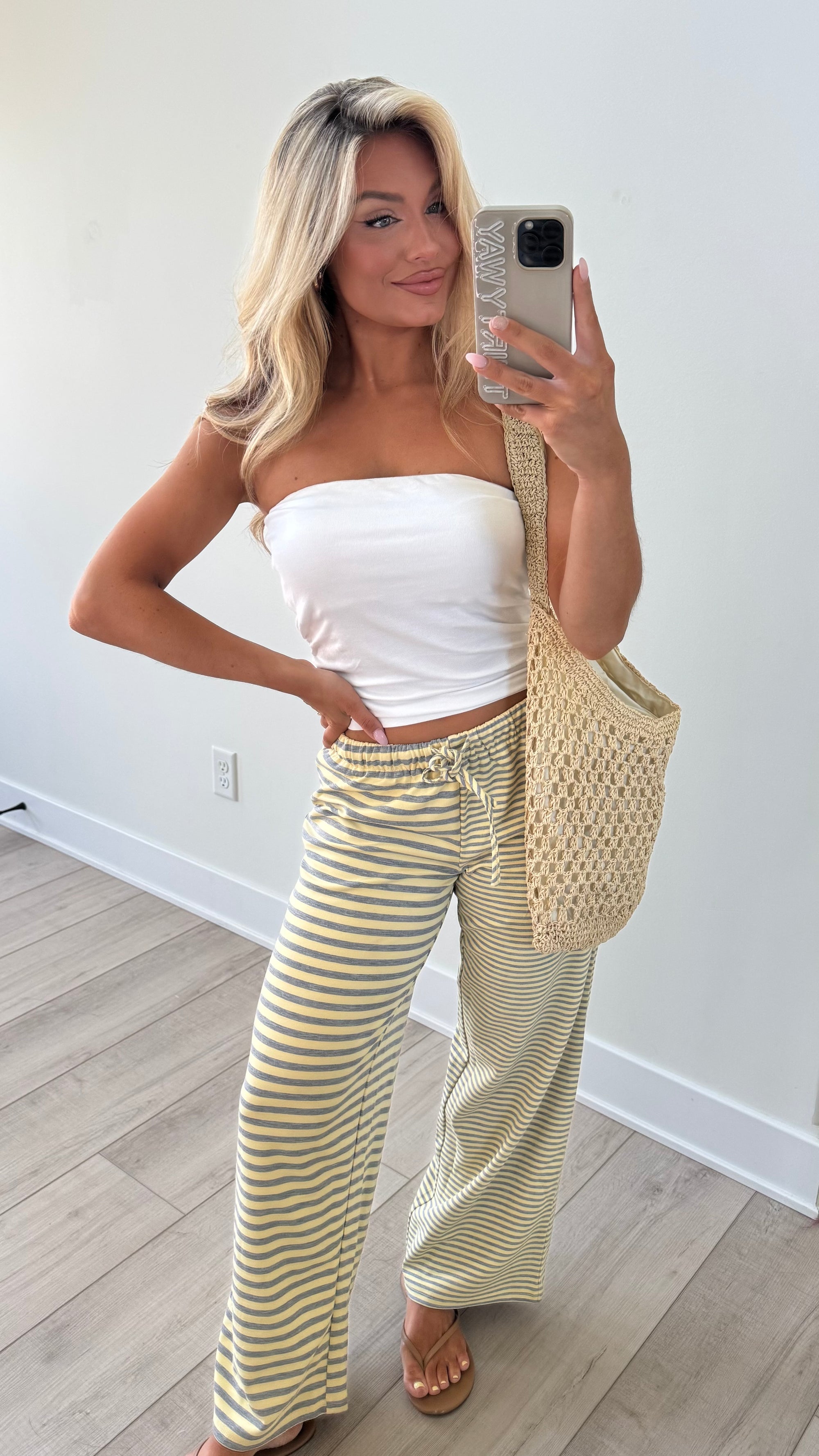 LOW-RISE STRIPED LOUNGE PANT BUTTER