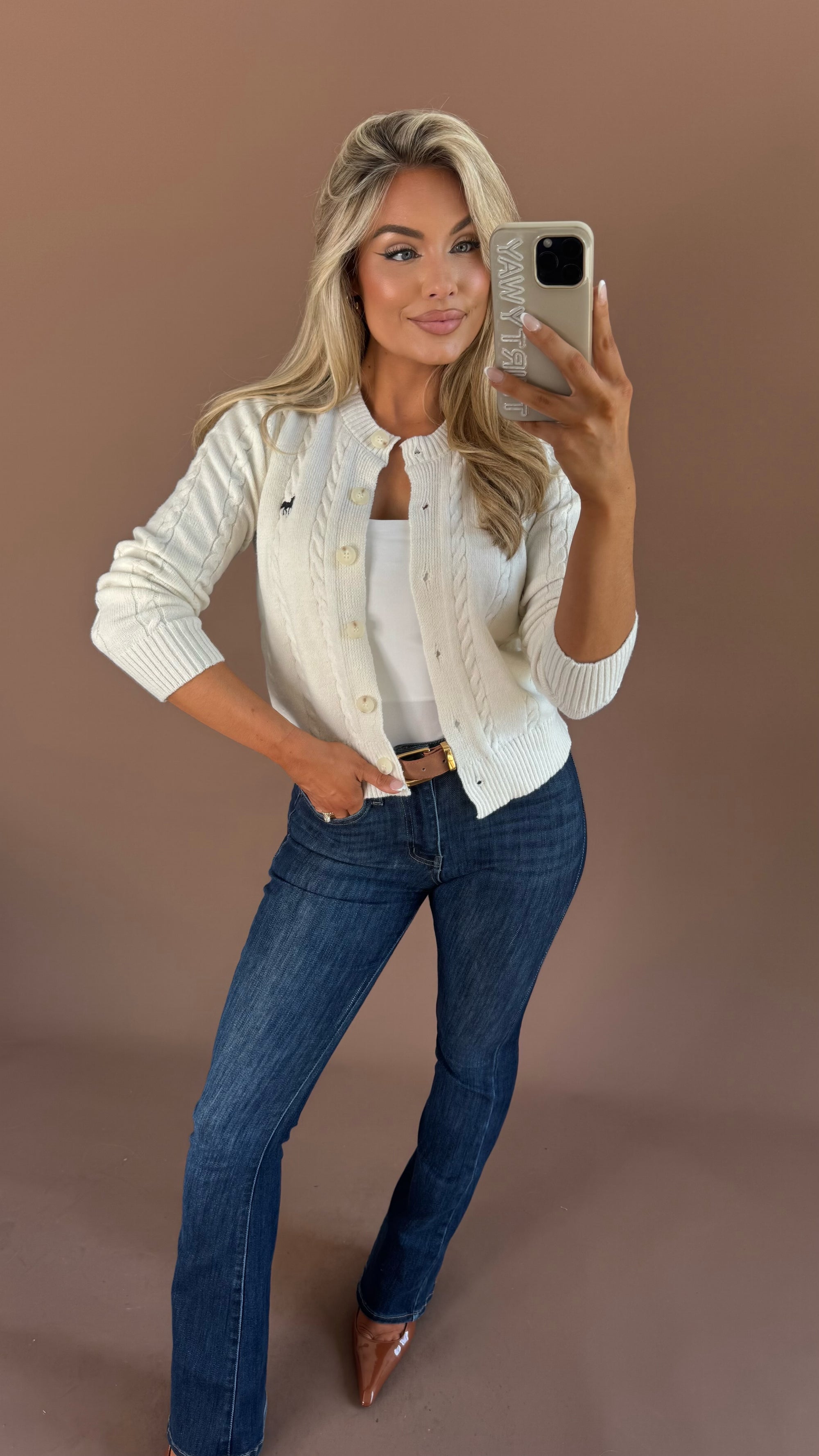 (PRE-ORDER EST SHIP AUG 14th) HARVARD HORSE EMBROIDERED CARDIGAN
