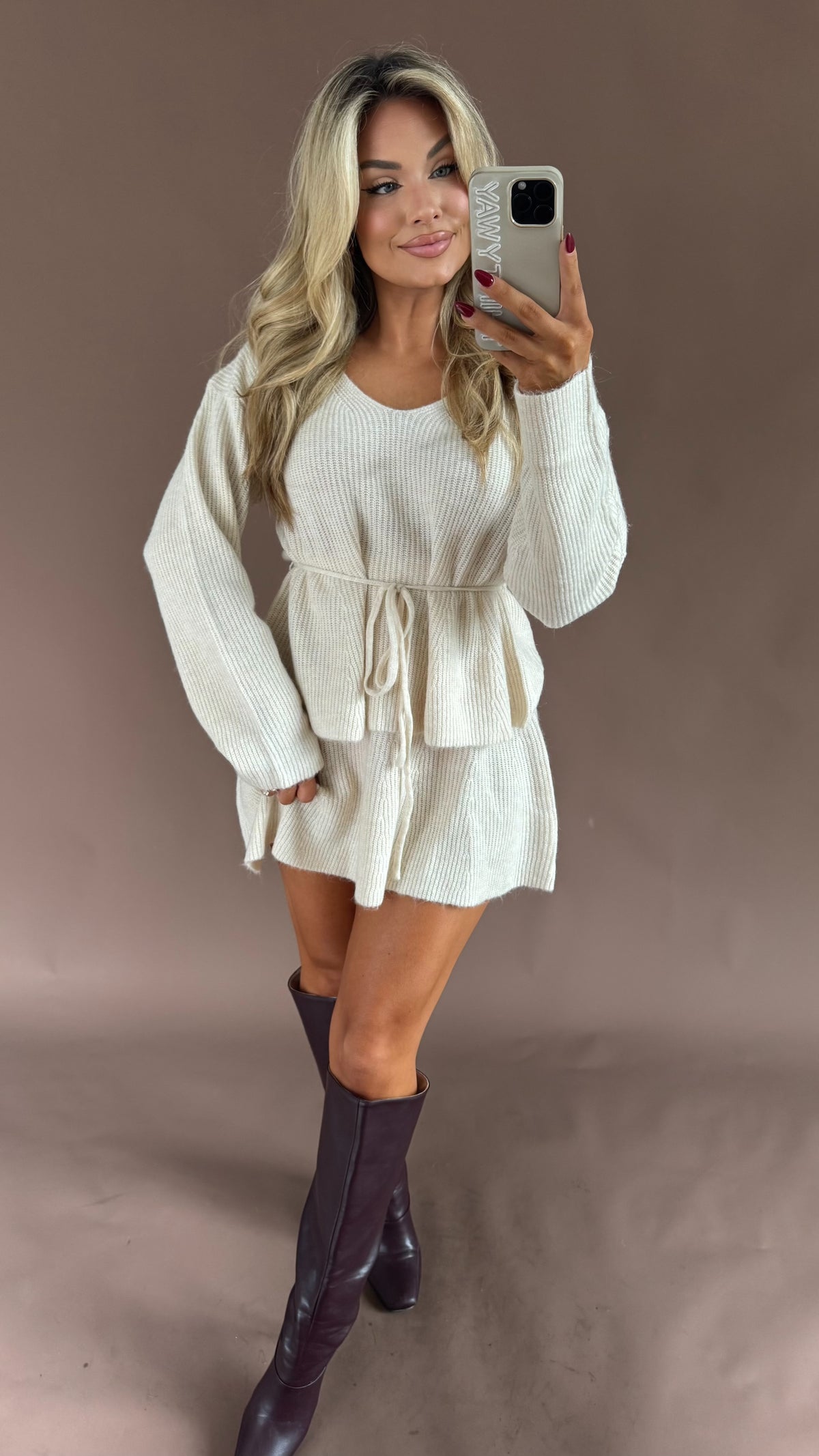 SLOANE TIE-WAIST SWEATER CREAM