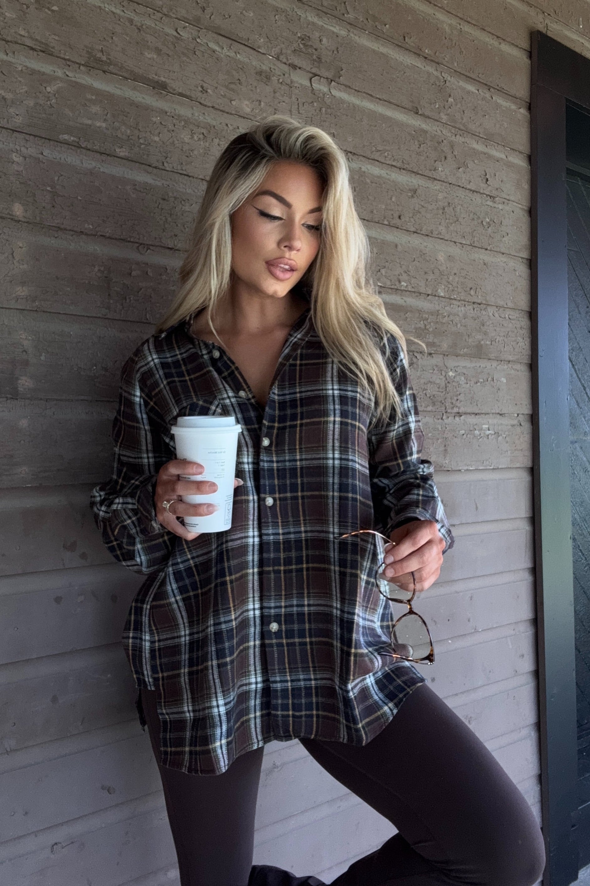 CABELLA OVERSIZED PLAID FLANNEL BROWN