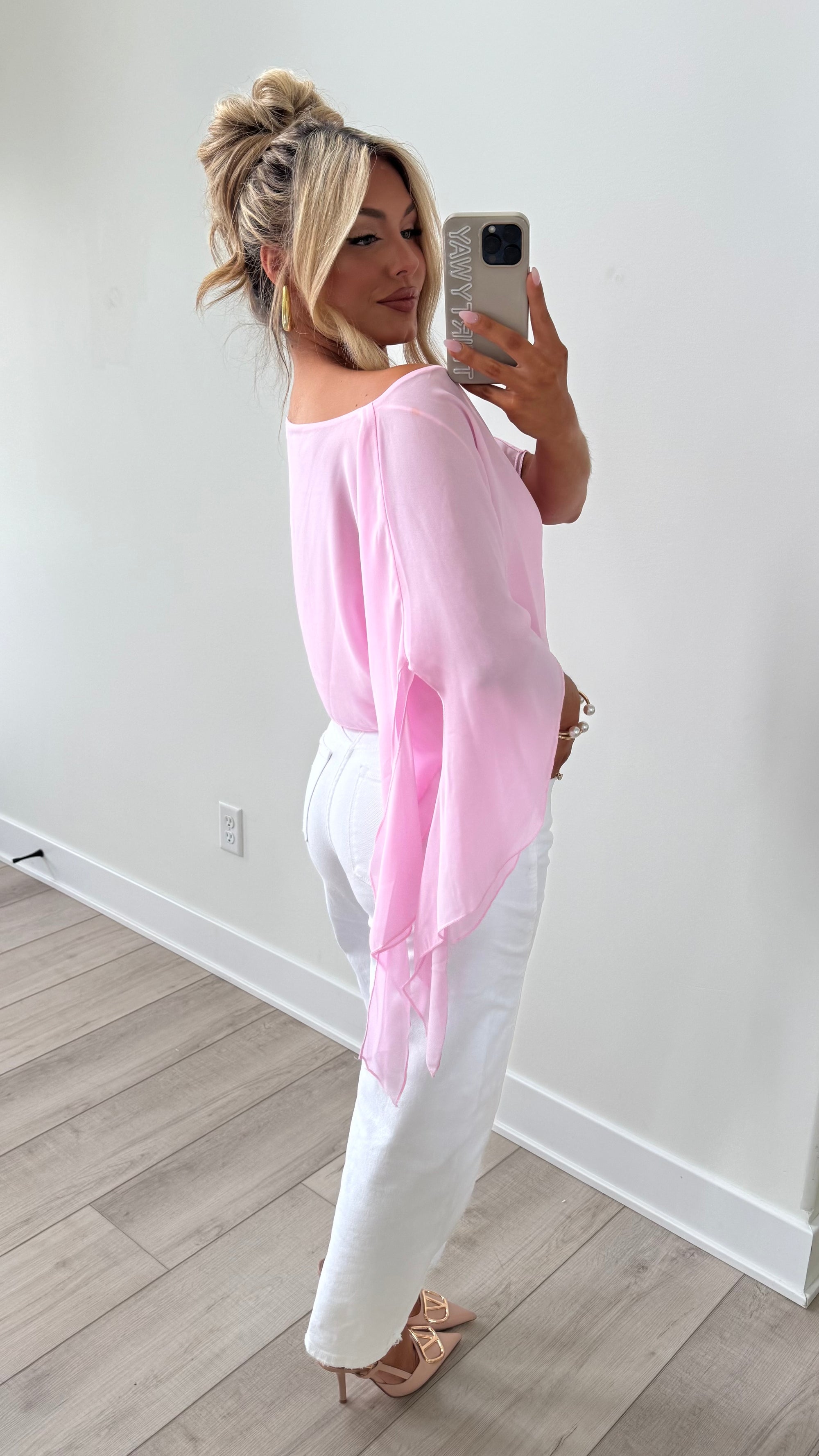 QUINN PONCHO TOP PINK