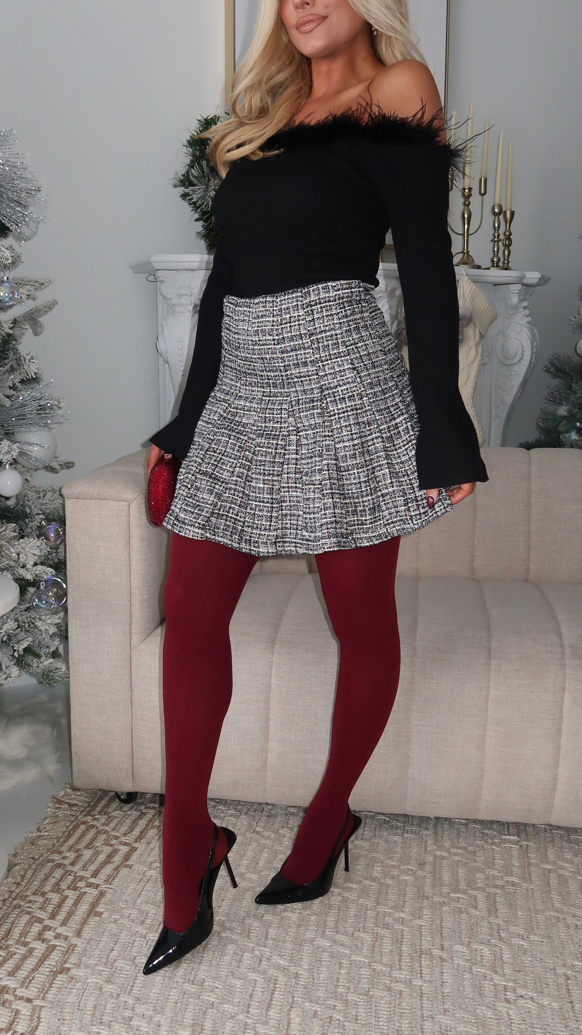 TWEED FLARE MINI SKIRT