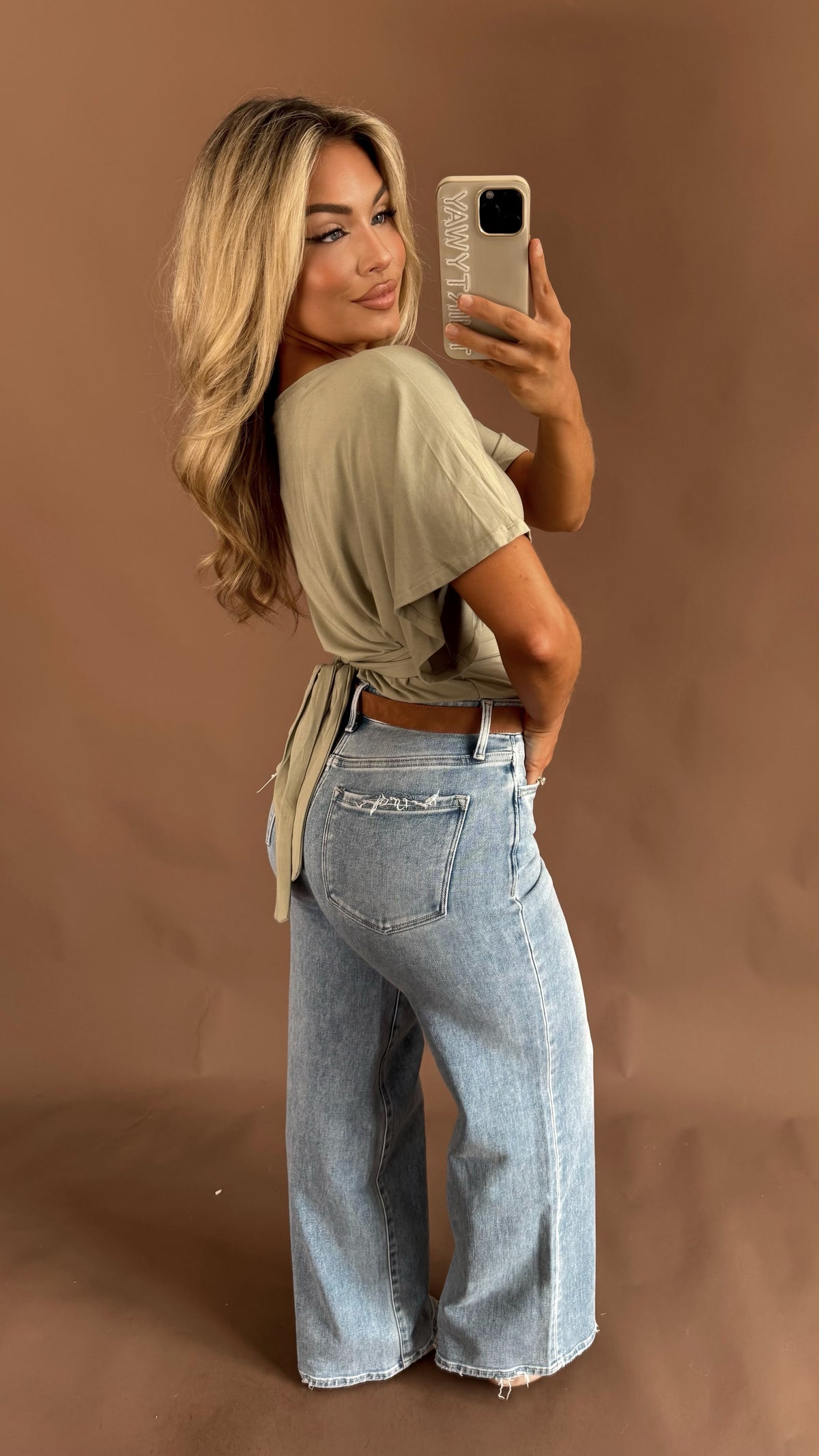 LANA SAGE GREEN TIE BACK TOP