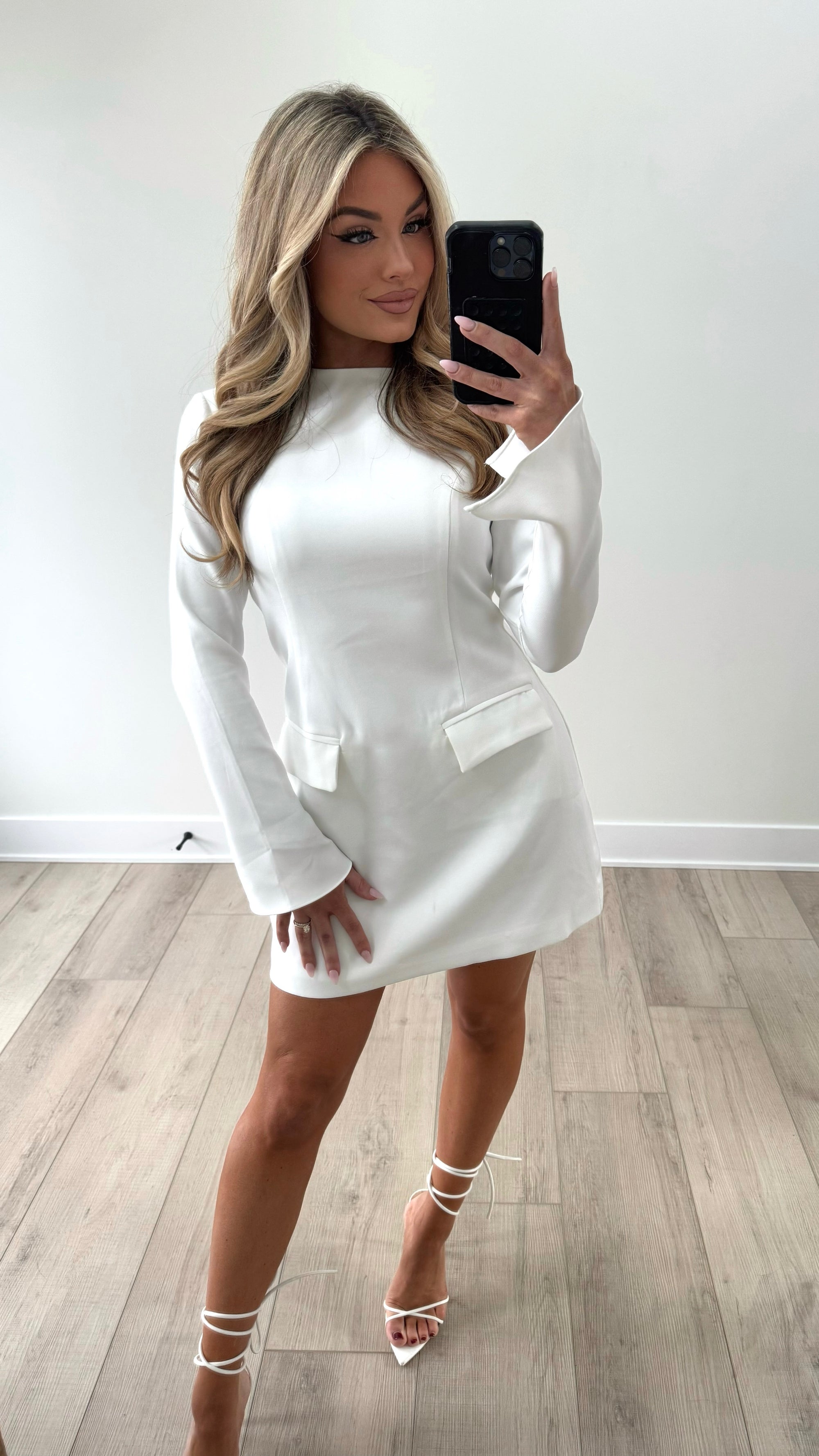 CATHERINE WHITE LONG SLEEVE STRUCTURED MINI DRESS – THIRTYWAY CATHERINE WHITE LONG SLEEVE STRUCTURED MINI DRESS – THIRTYWAY