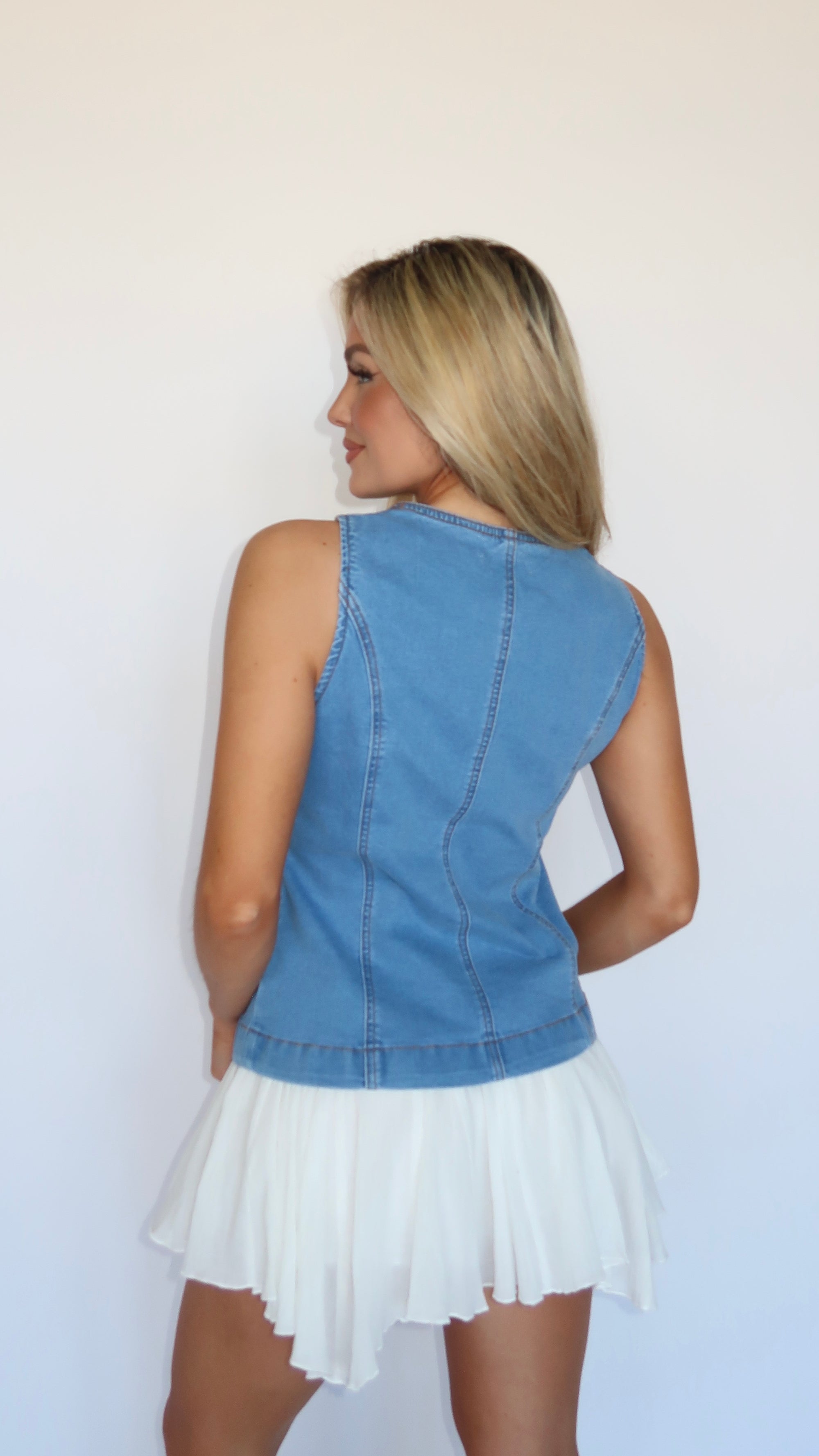 FAITH DENIM BUTTON TOP