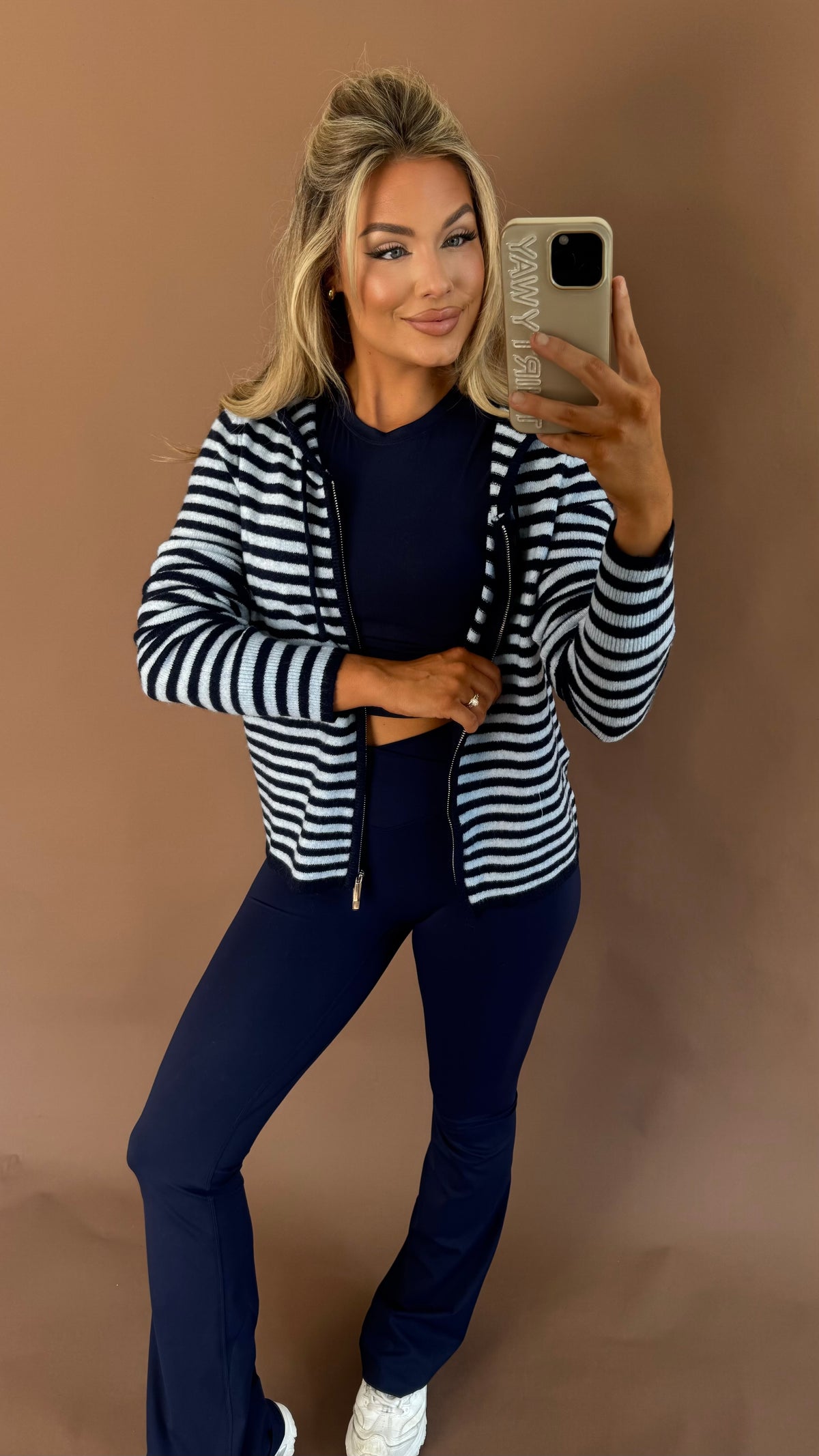 COLD BREW STRIPED ZIP UP NAVY