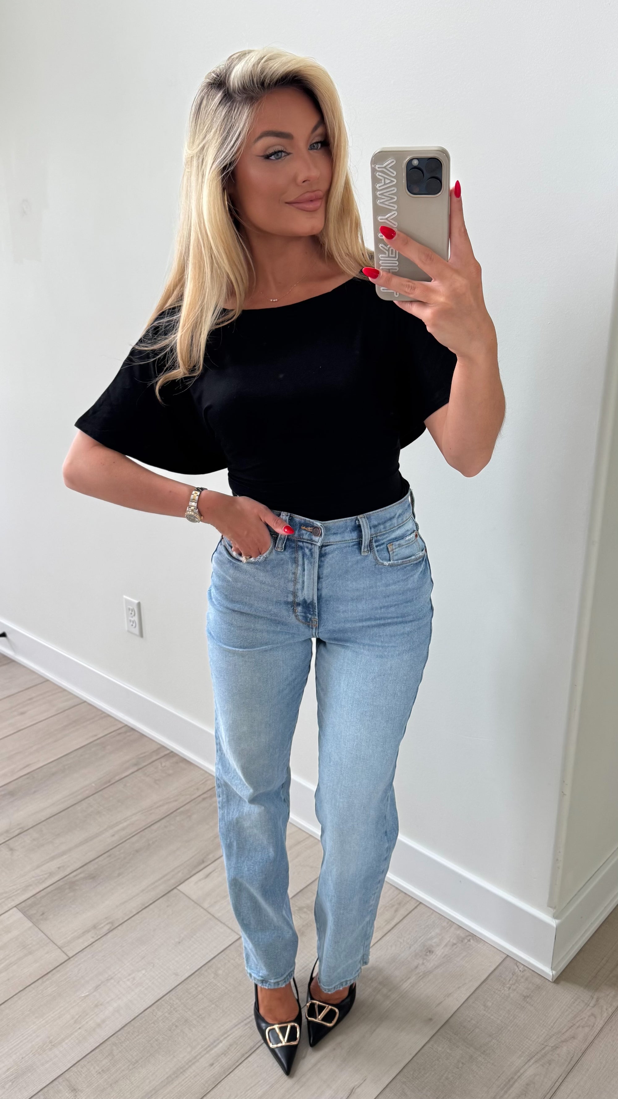 SNATCH WAIST TOP BLACK
